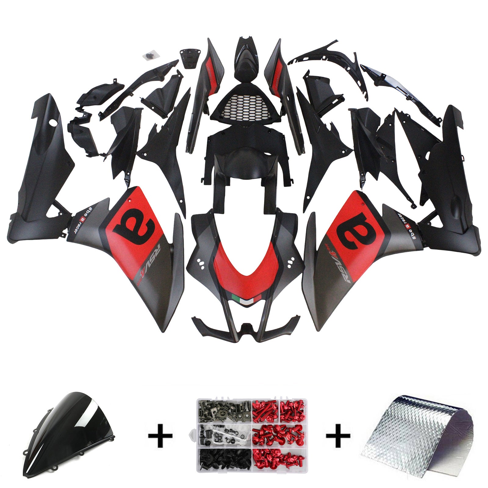 Amotopart 2009-2015 RSV4 1000 Aprilia Red & Black Style3 Fairing Kit