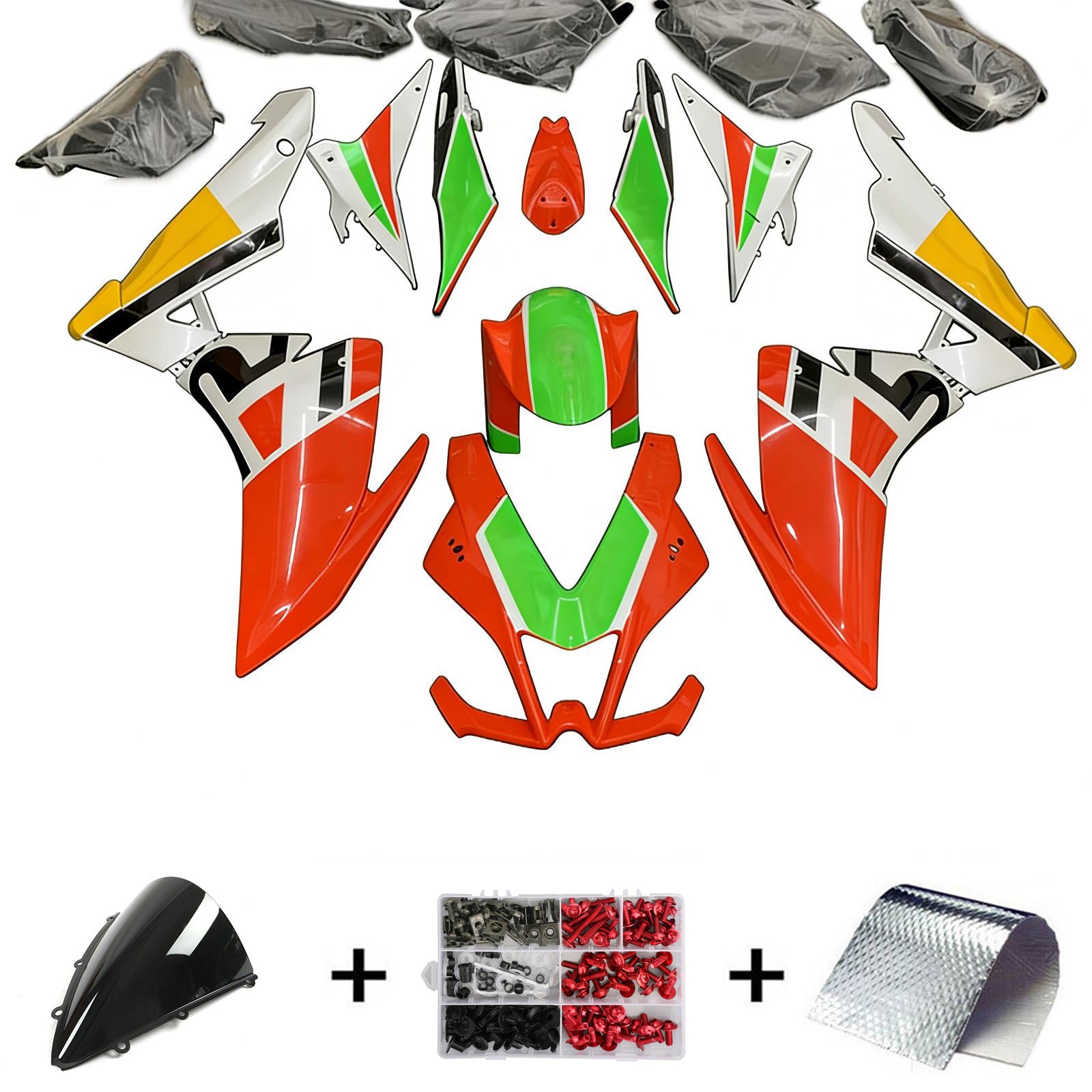 Amotopart 2009-2015 RSV4 1000 Aprilia Red & Green Style3 Fairing Kit