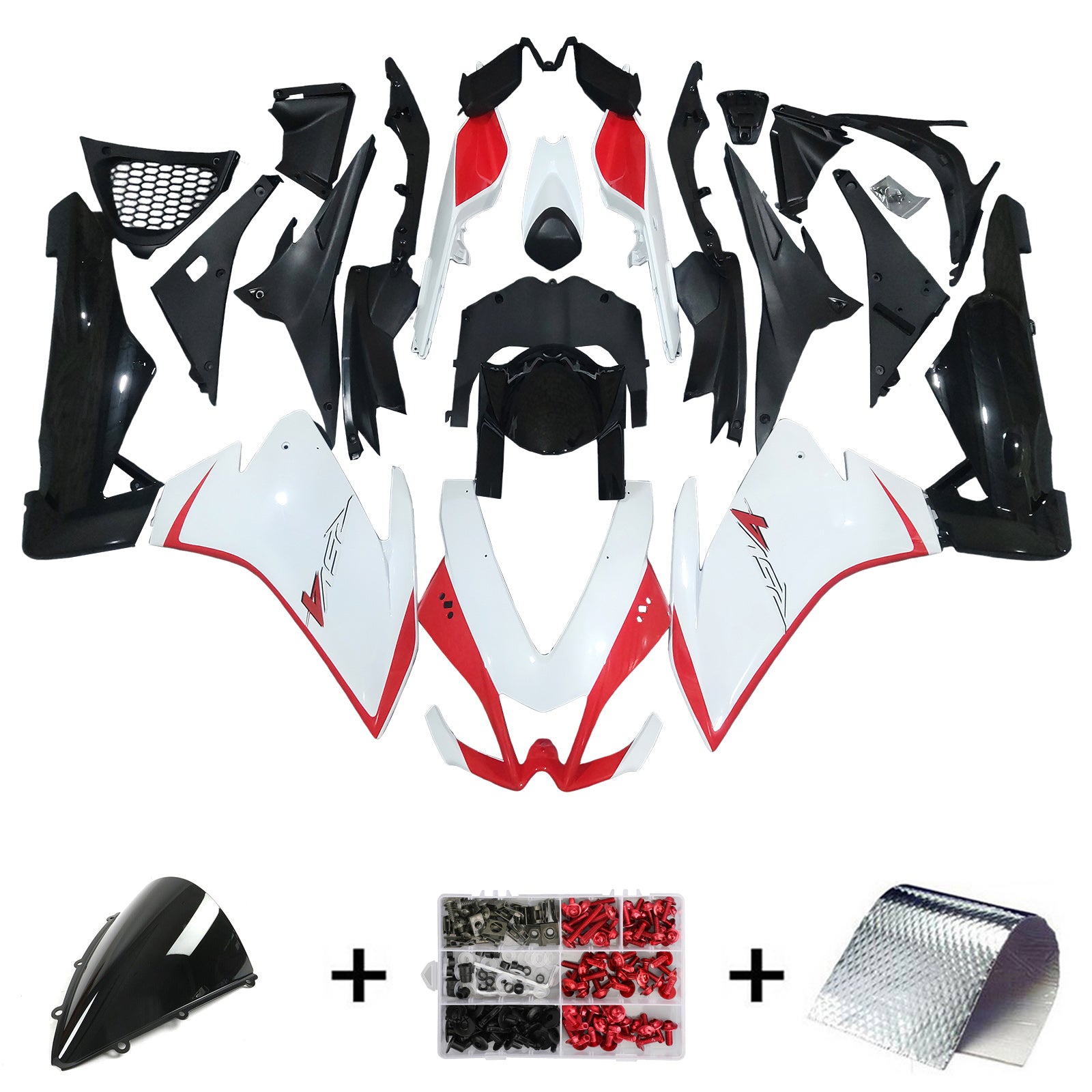 Amotopart 2009-2015 RSV4 1000 Aprilia White & Red Style1 Fairing Kit