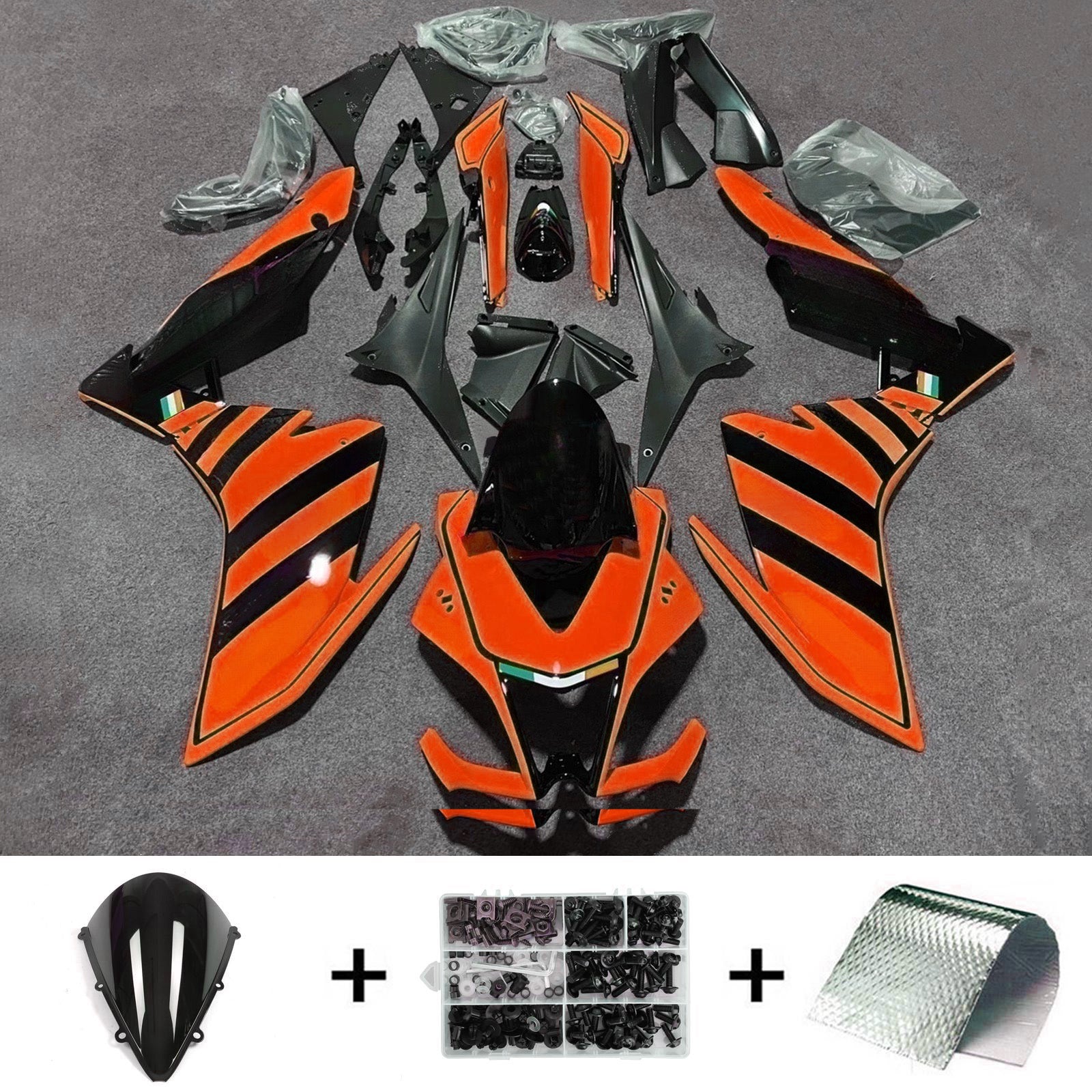 Amotopart 2009-2015 Aprilia RSV4 1000 Black Orange Fairing Kit
