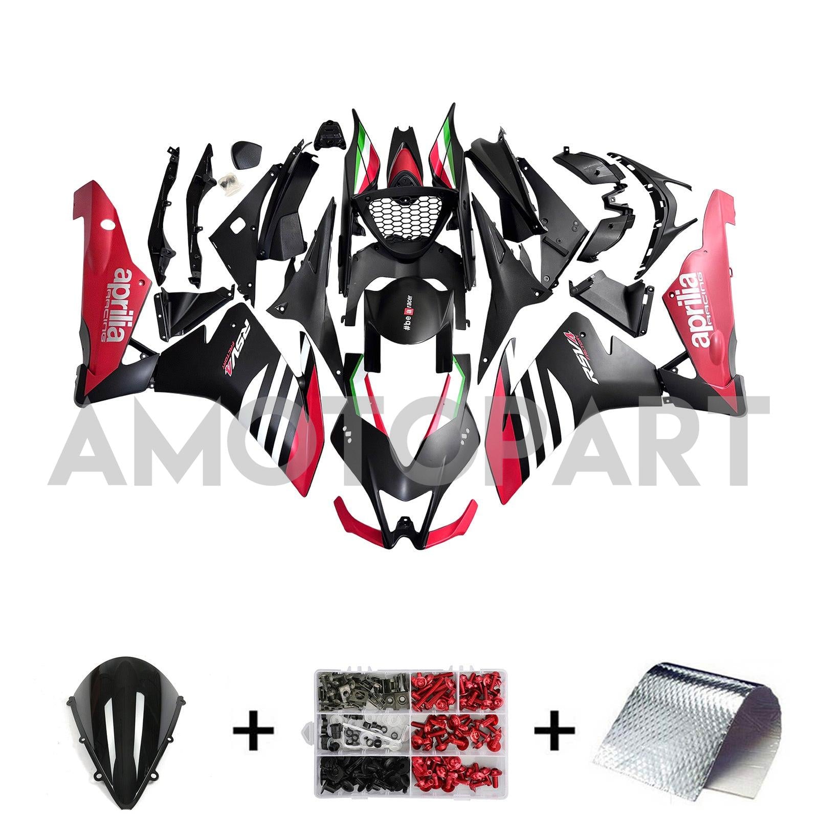 Amotopart 2009-2015 Aprilia RSV4 1000 White Black Red Fairing Kit
