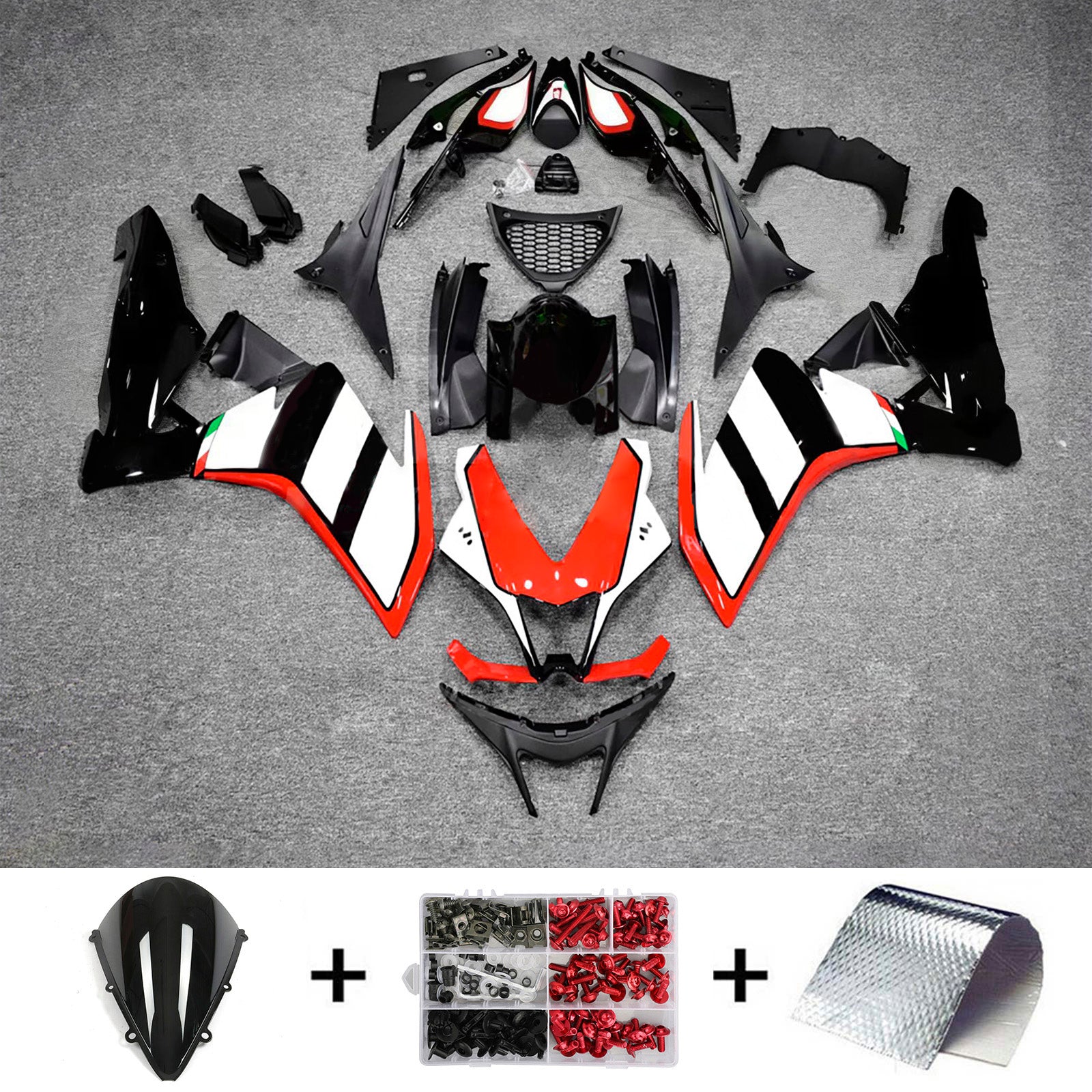 Amotopart 2009-2015 Aprilia RSV4 1000 Red Black White Fairing Zestaw
