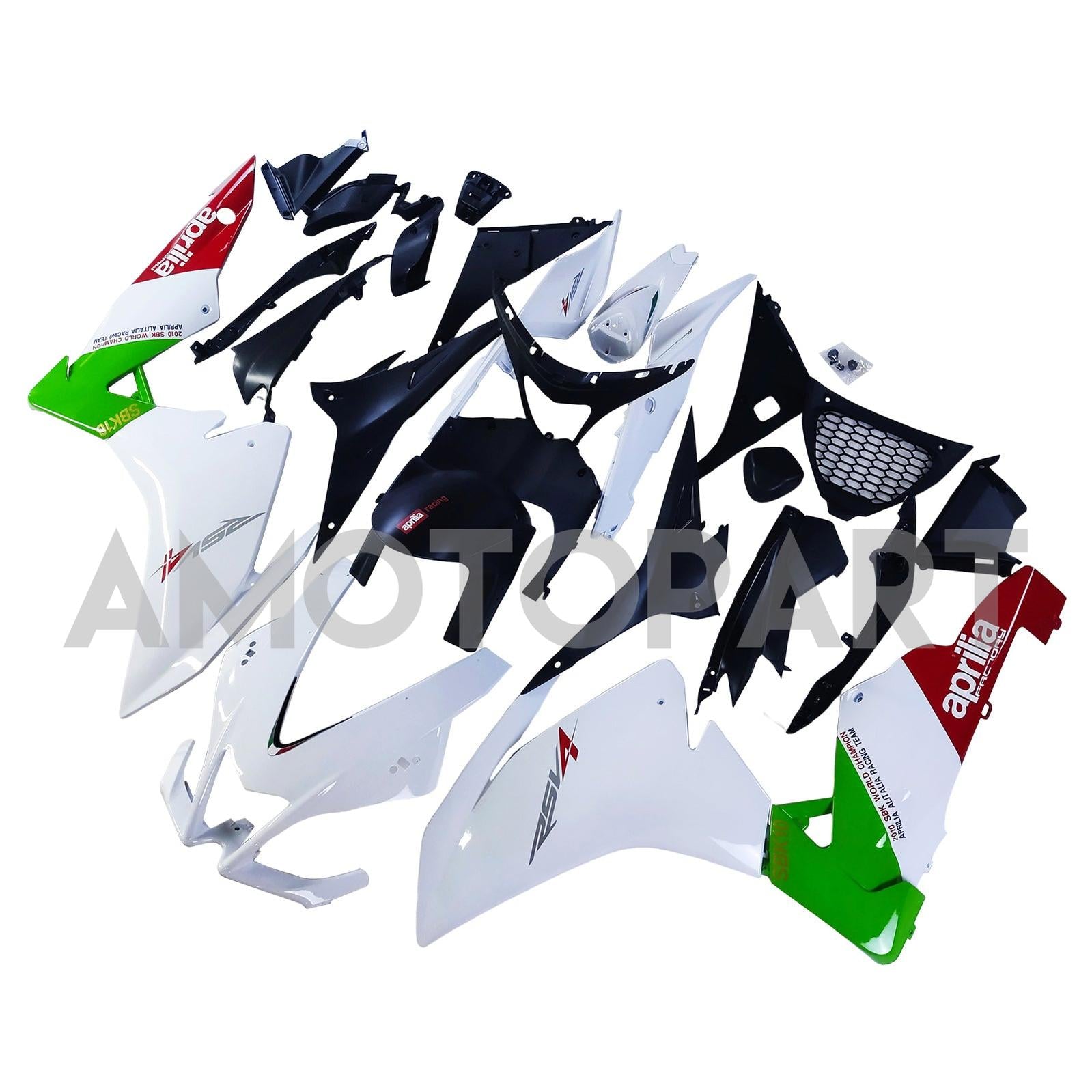 Amotopart 2009-2015 Aprilia RSV4 1000 White Black Green Fairing Kit
