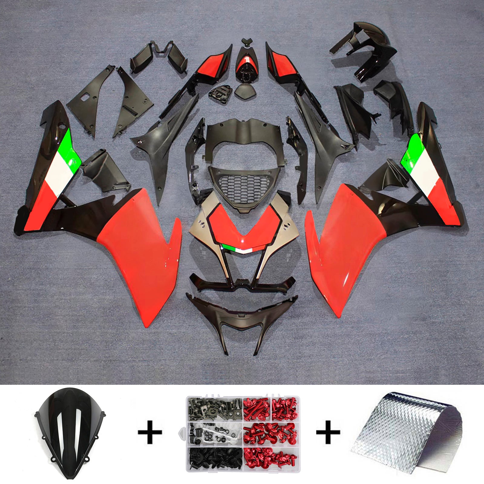 Amotopart 2009-2015 Aprilia RSV4 1000 Zielony Czerwony Czerwony zestaw