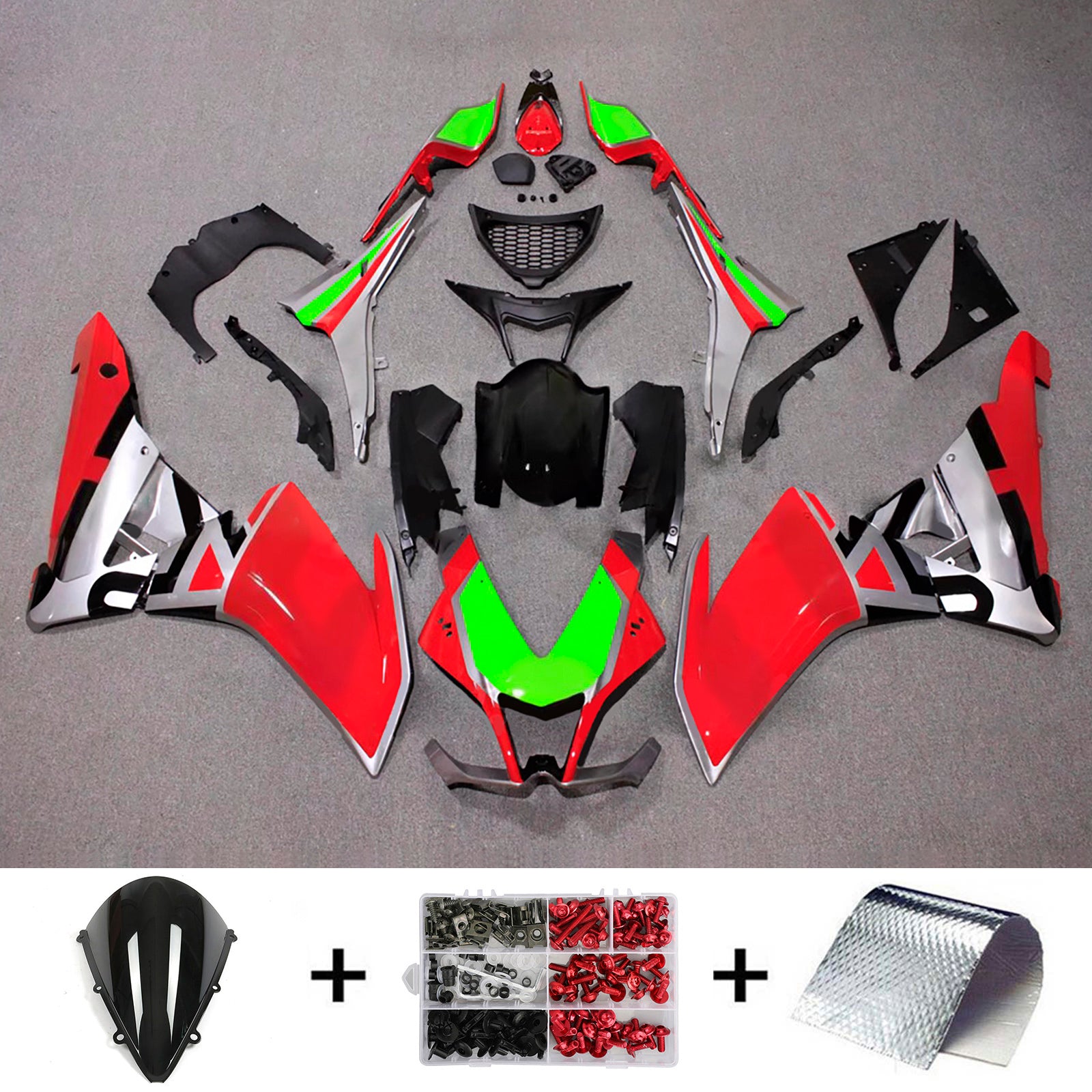 Amotopart 2009-2015 Aprilia RSV4 1000 Zielony Czerwony Czerwony zestaw