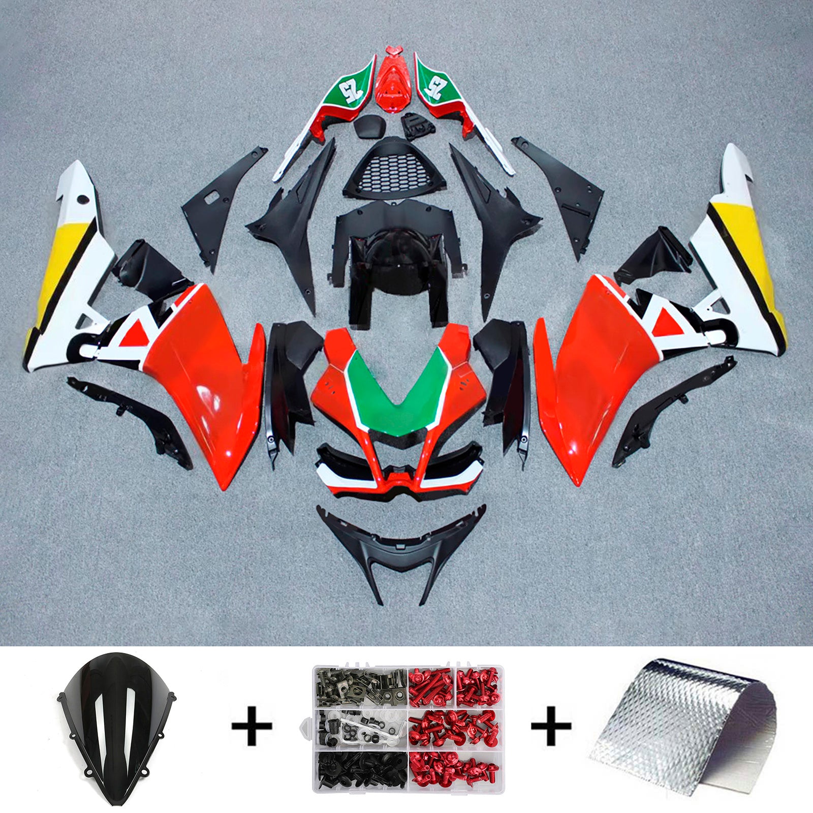 Amotopart 2009-2015 Aprilia RSV4 1000 Yellow Green Red Black Fairing Kit