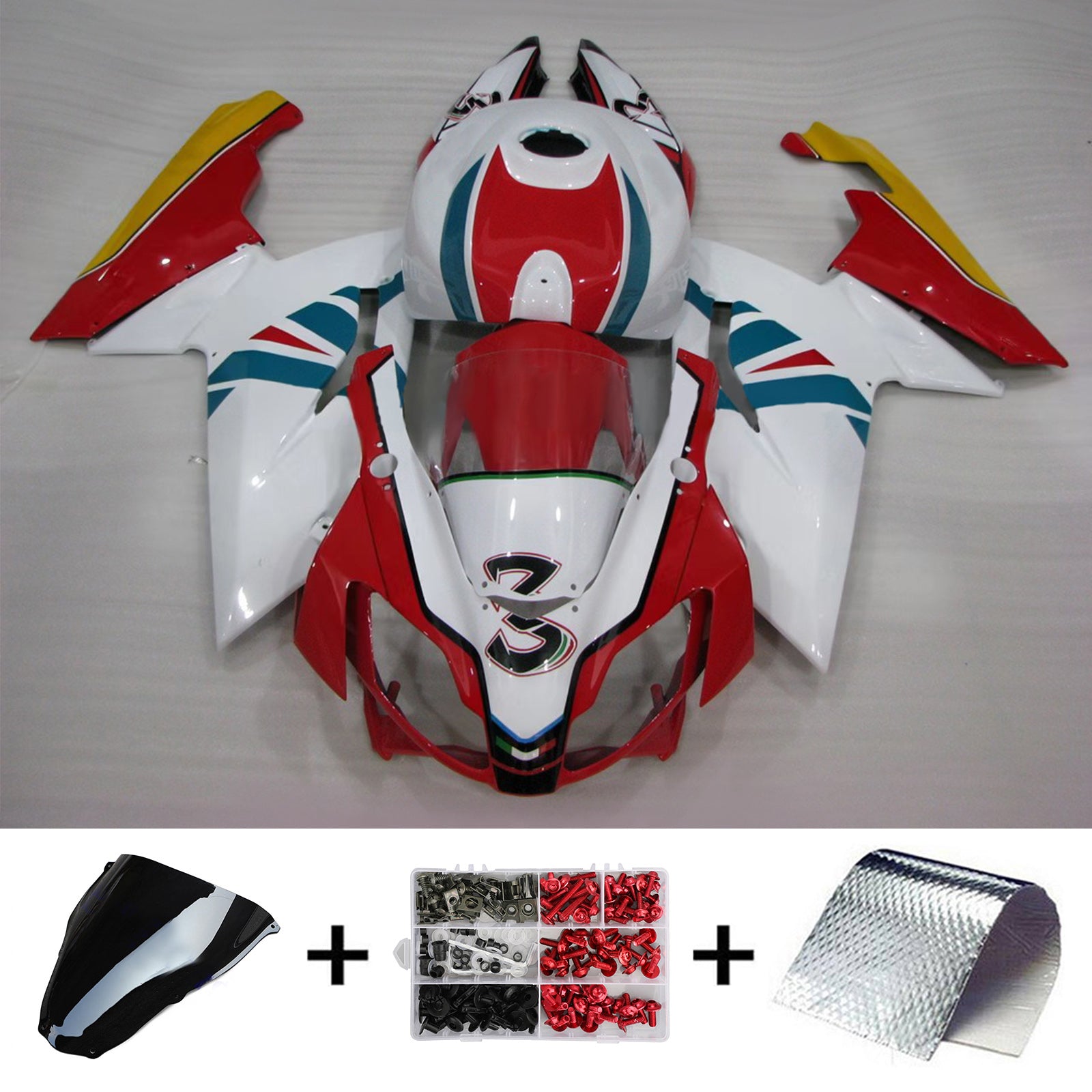 Amotopart Aprilia 2006-2011 RS125 Rød & hvid stil6 Fairing Kit