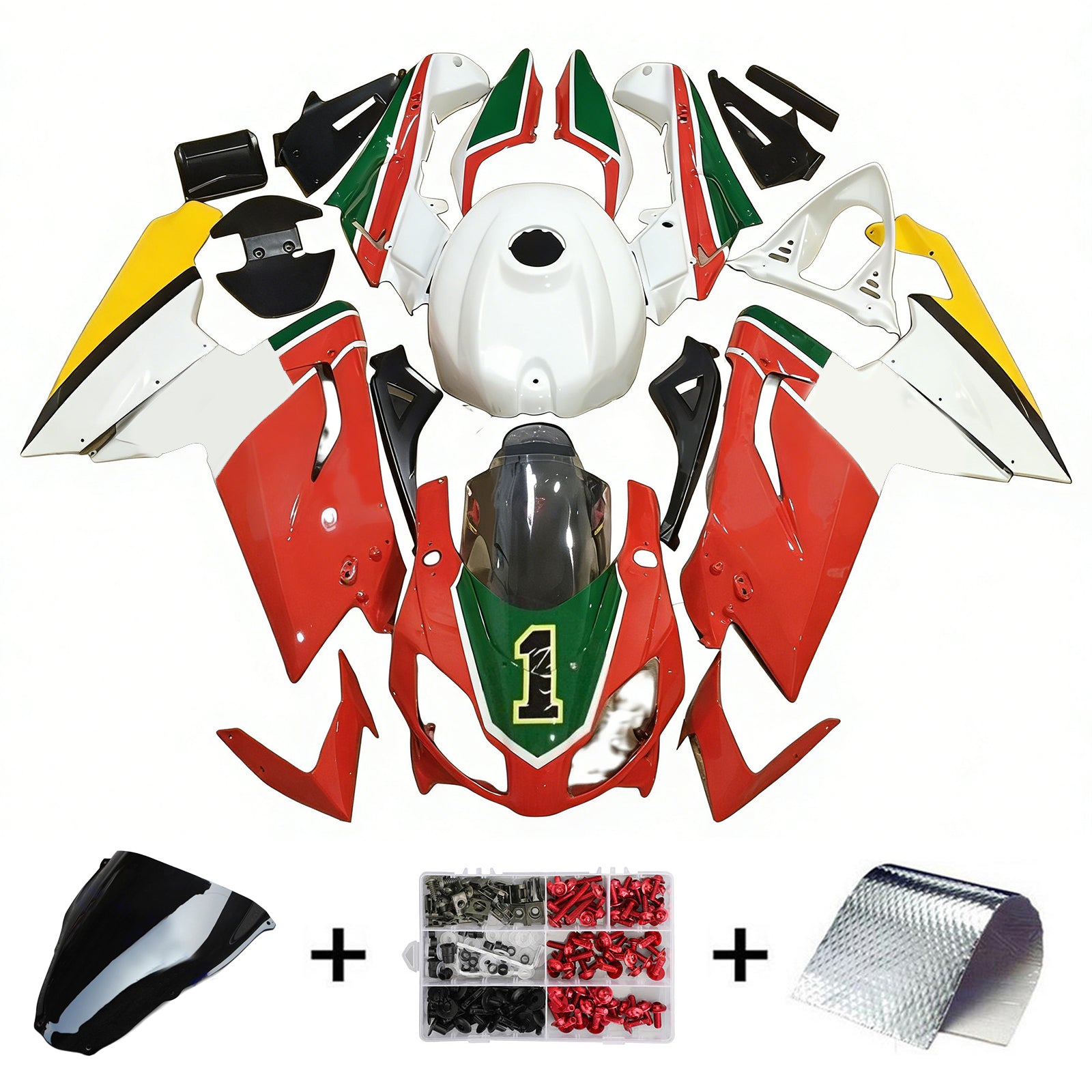 Amotopart Aprilia 2006-2011 RS125 レッド&グリーン フェアリングキット