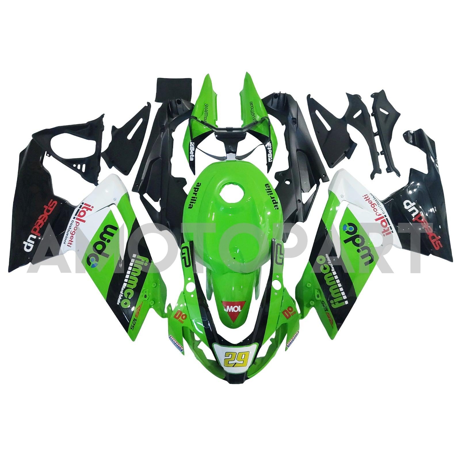 Amotopart 2006-2011 RS125 Aprilia Green&Black Fairing Kit