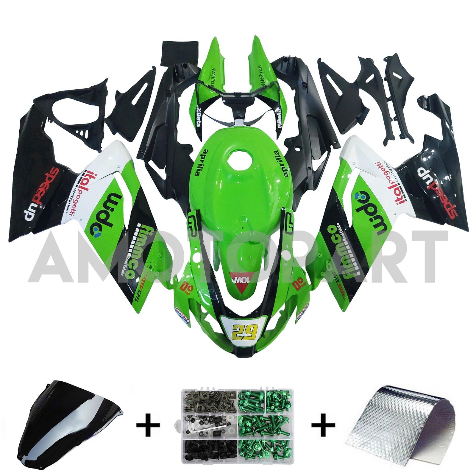 Amotopart 2006-2011 RS125 Aprilia Green&Black Fairing Kit