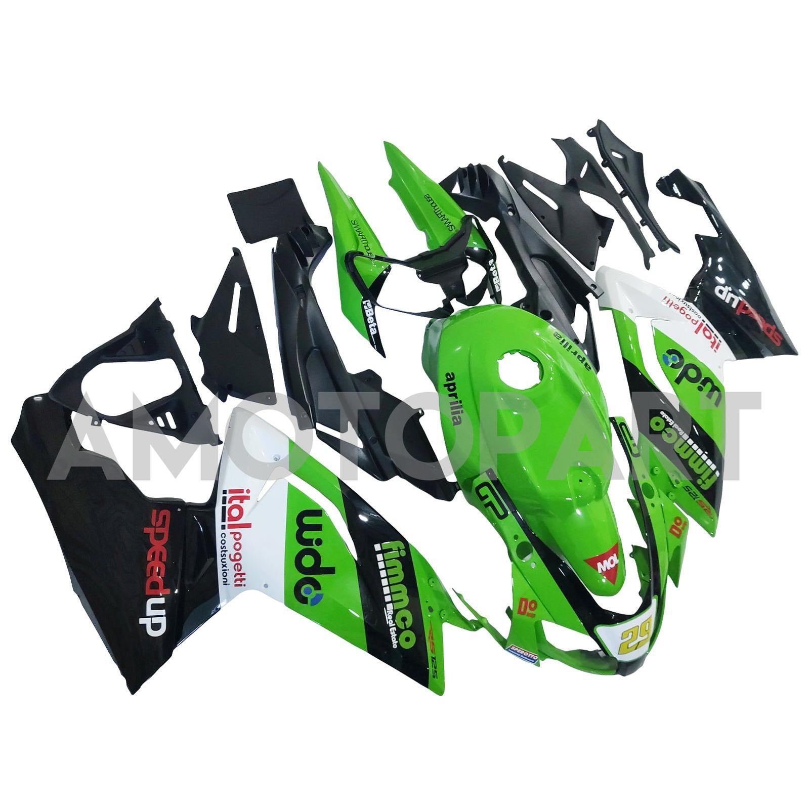 Amotopart 2006-2011 RS125 Aprilia Green&Black Fairing Kit