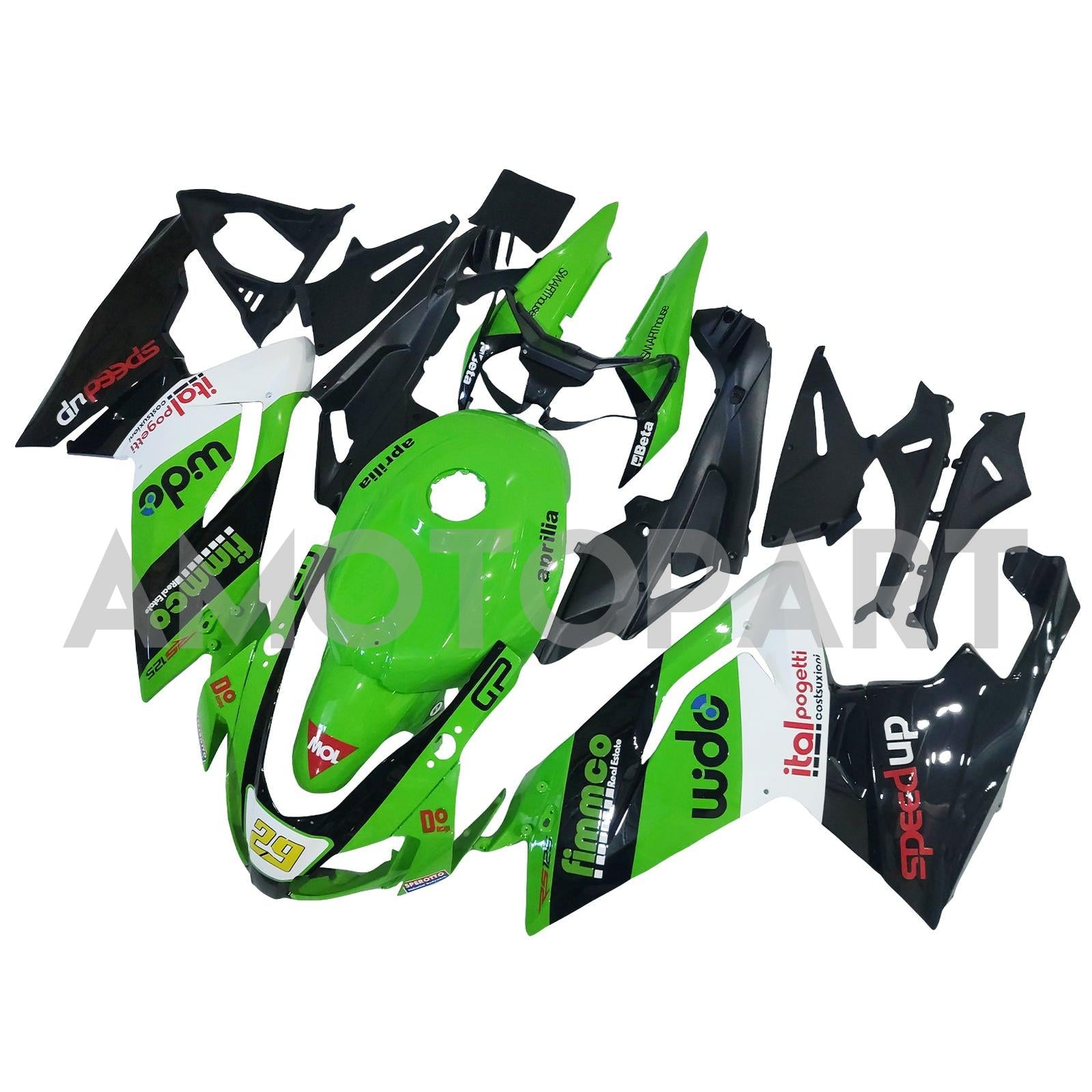 Amotopart 2006-2011 RS125 Aprilia Green&Black Fairing Kit