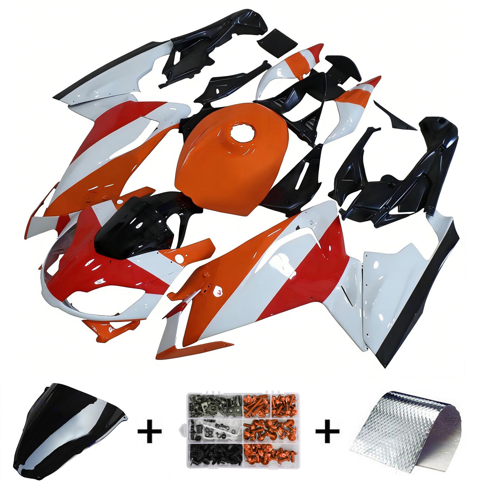 Amotopart 2006–2011 Aprilia RS125 Orange-weißes Verkleidungsset