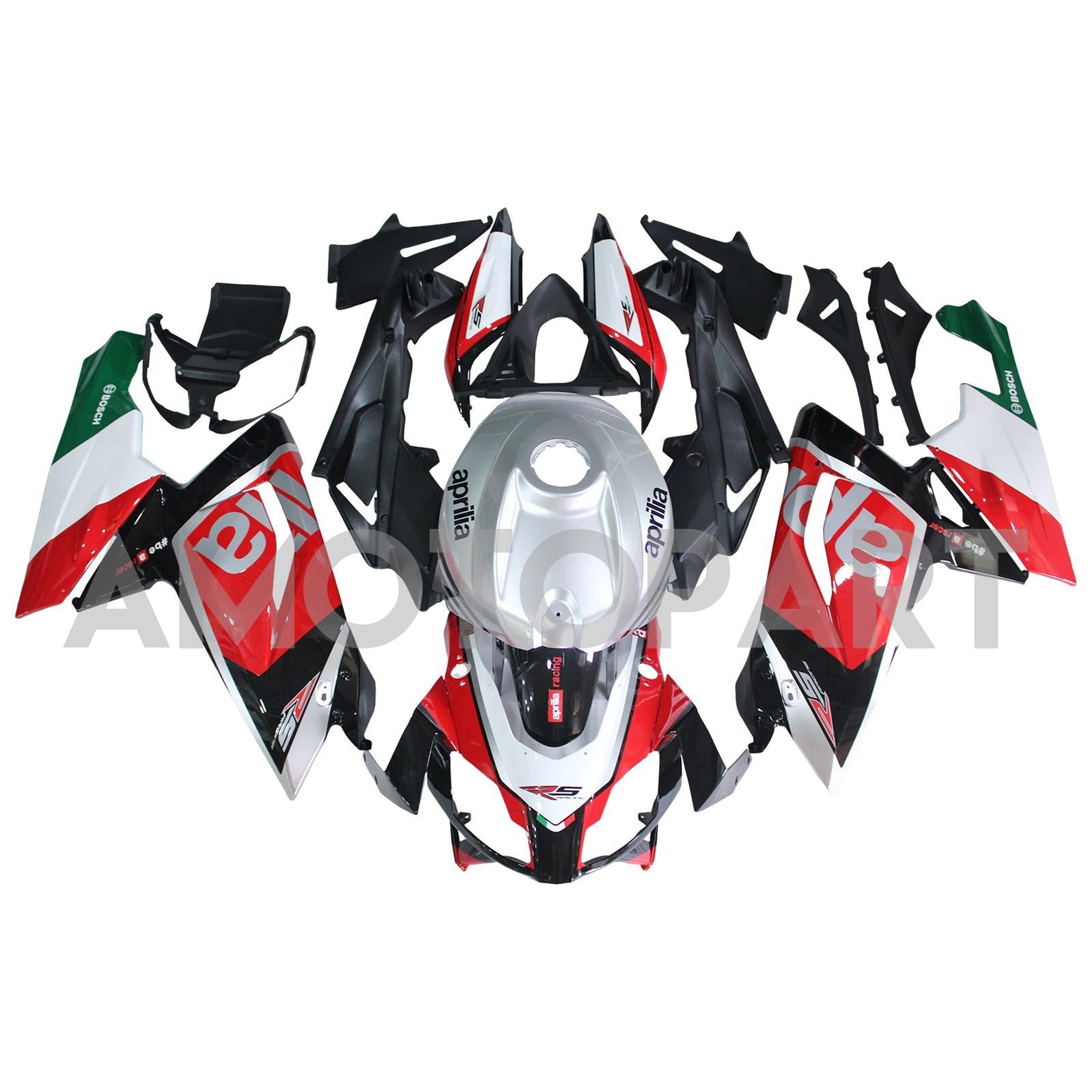 Amotopart 2006-2011 RS125 Aprilia Red&Green Style1 Fairing Kit