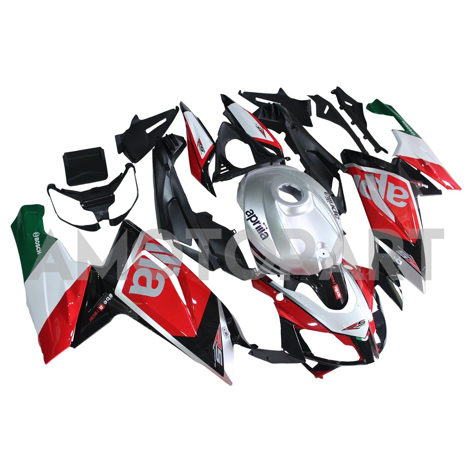 Amotopart 2006-2011 RS125 Aprilia Red&Green Style1 Fairing Kit
