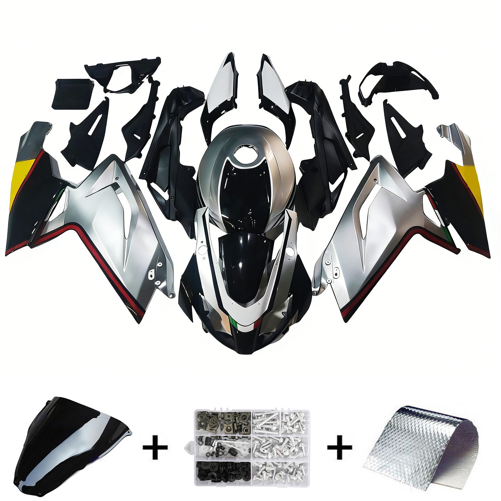 Amotopart 2006-2011 RS125 アプリリア ホワイト&ブラック ロゴフェアリングキット付き