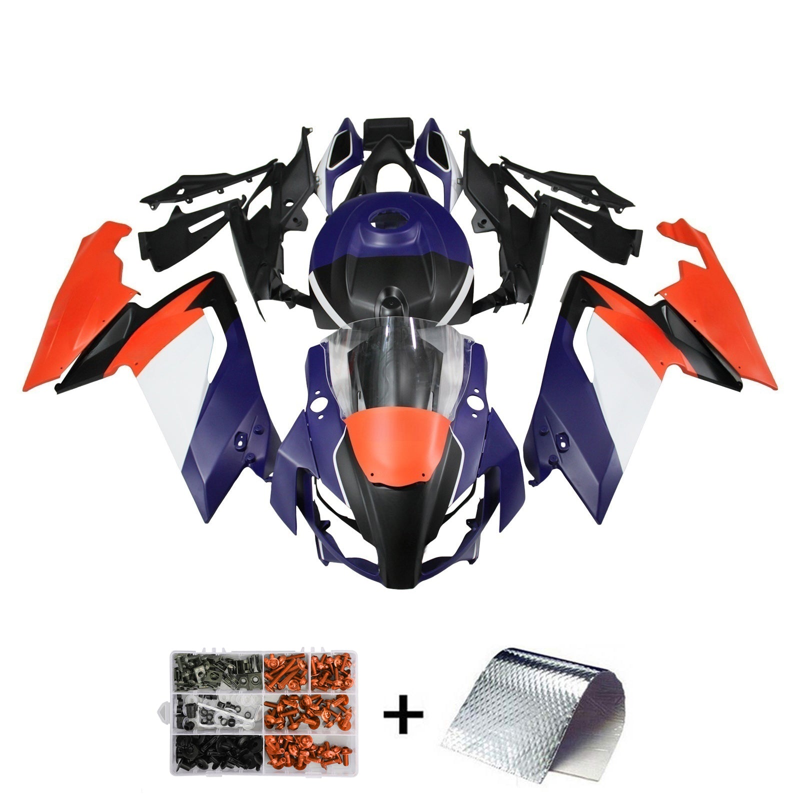 Amotopart 2006-2011 RS125 Aprilia Orange & Blue Fairing Kit