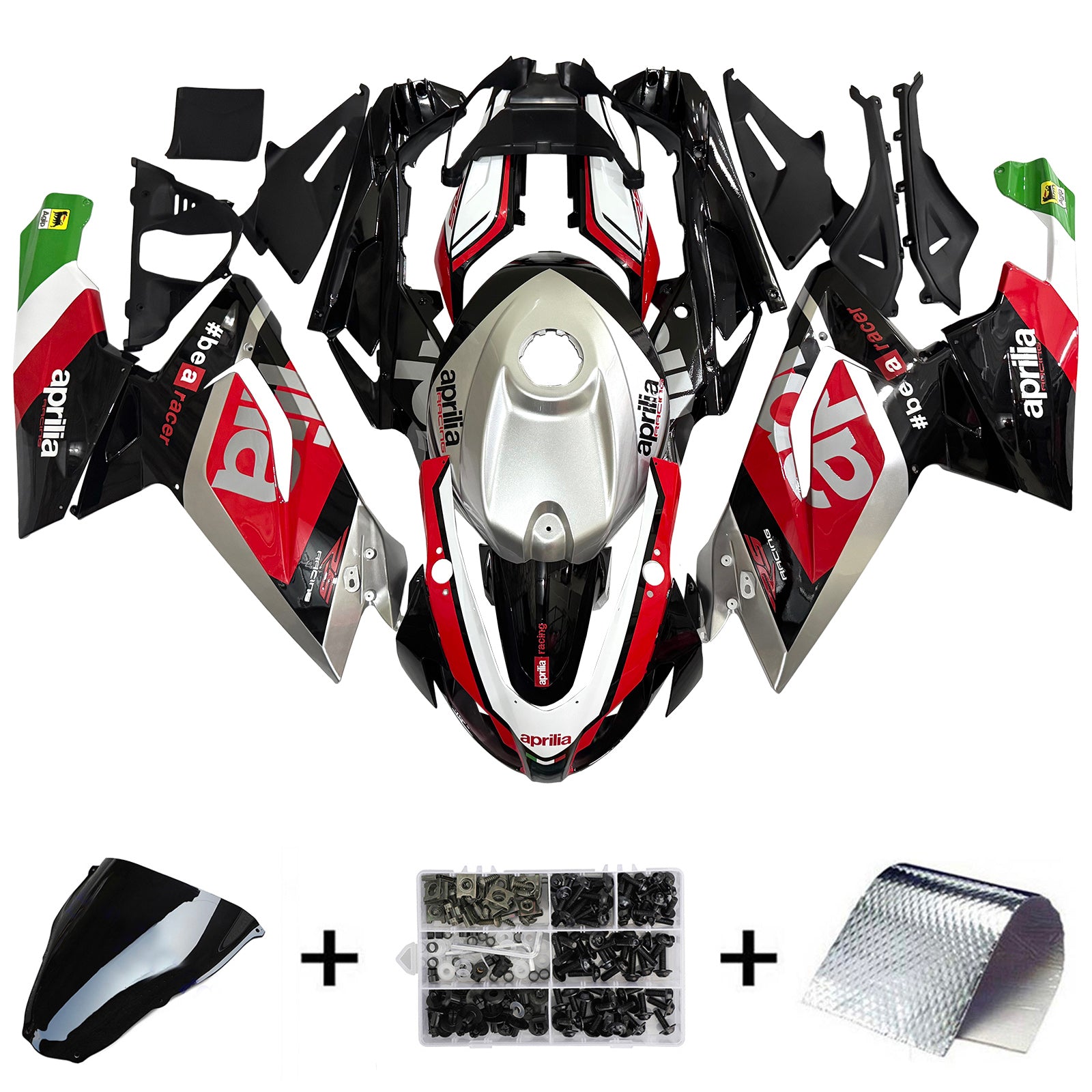 Amotopart 2006-2011 Aprilia RS125 Black Silver Red Fairing Kit