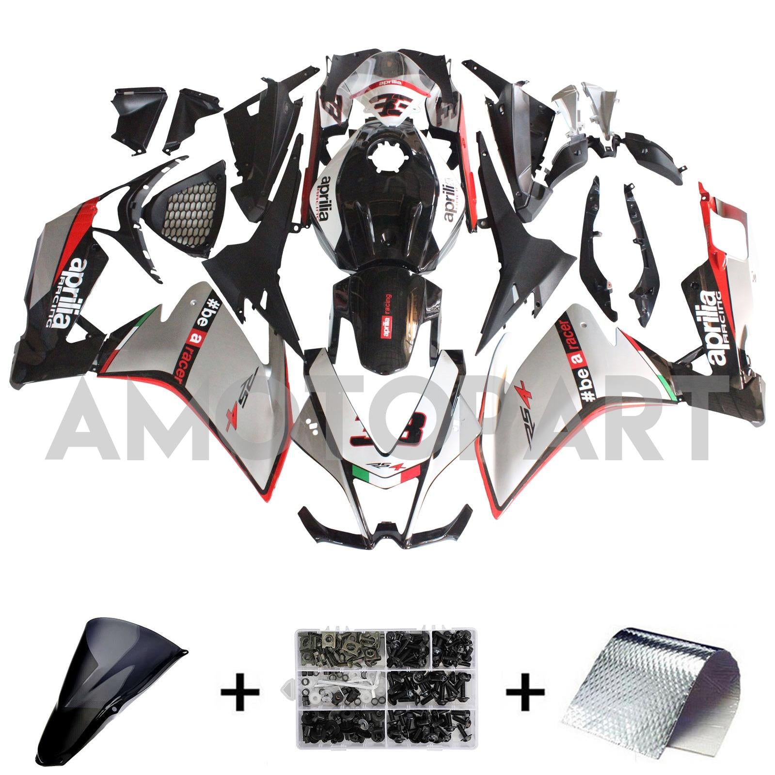 Amotopart 2012-2016 Aprilia RS4 RS125 RS50 Sliver&Black Fairing Kit