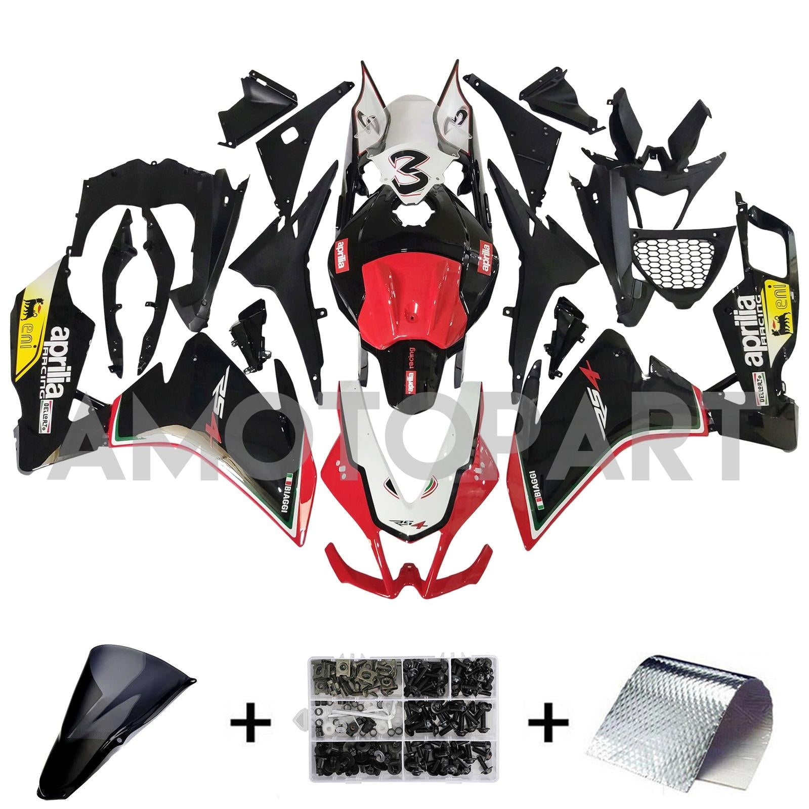 Amotopart 2012-2016 Aprilia RS4 RS125 RS50 Black&Red Fairing Kit
