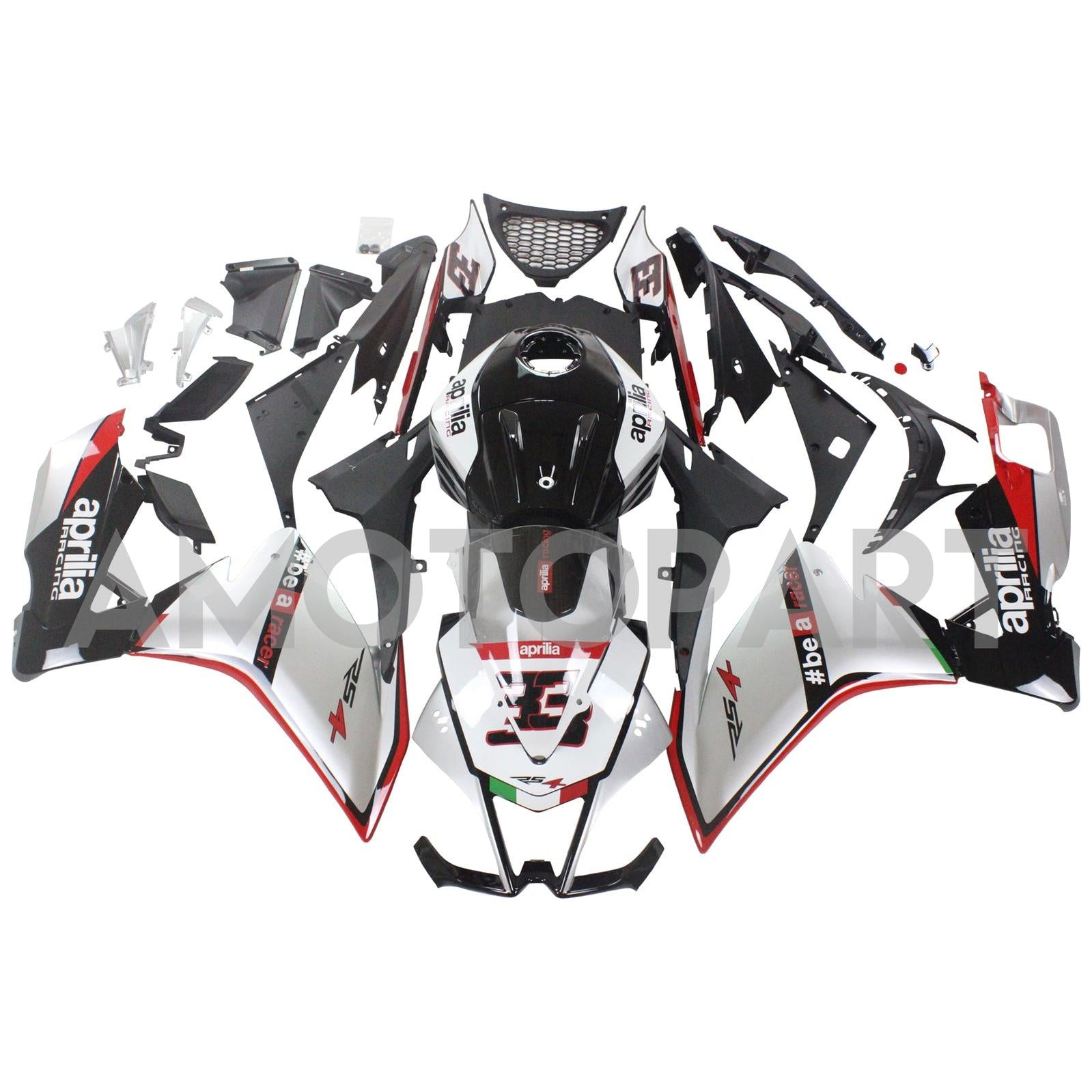 AMOTOPART 2012-2016 APRILIA RS4 RS125 RS50 BLACK & SLIVER FAIRING KIT