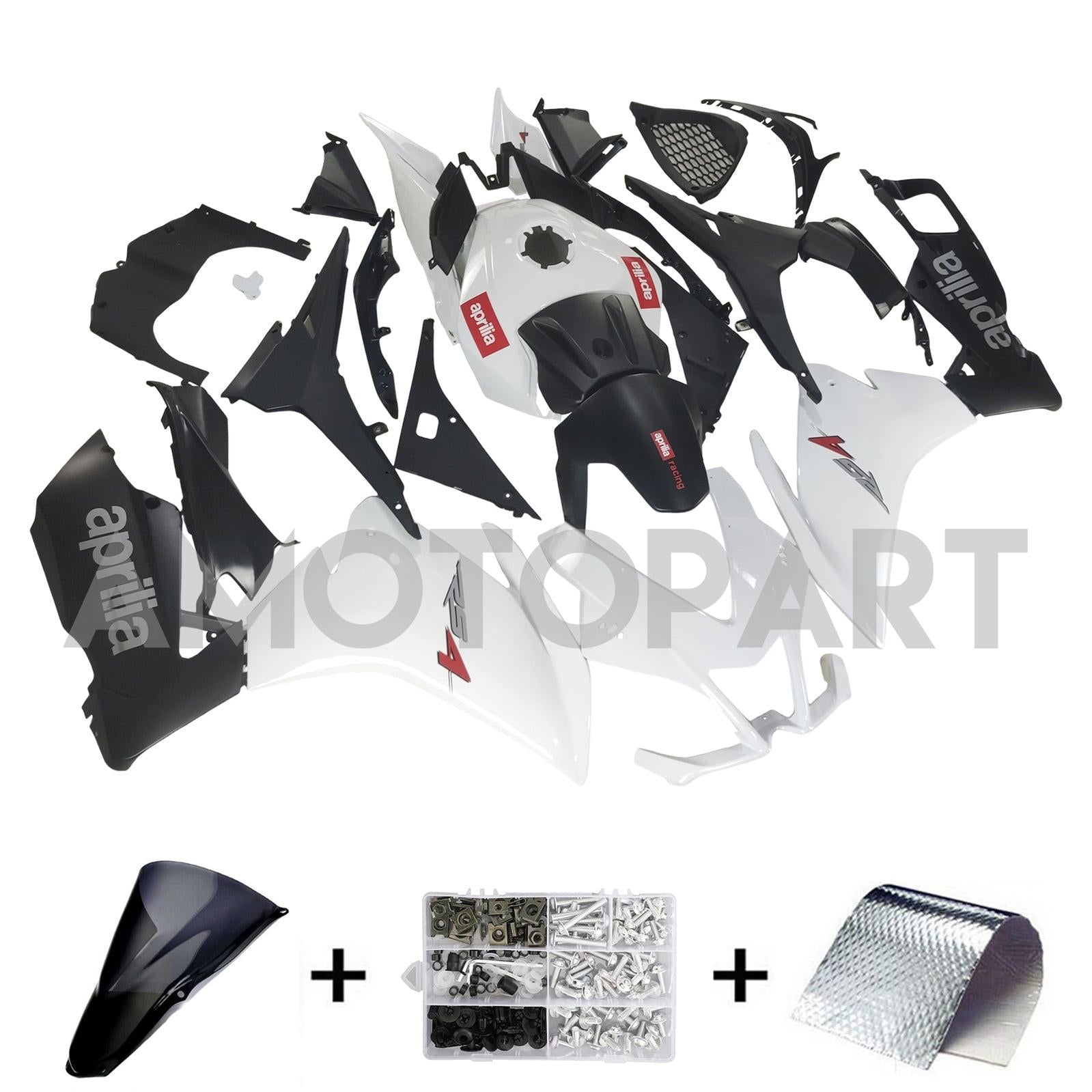 Amotopart 2012-2016 RS4 125 50 Aprilia White&Black Fairing Kit
