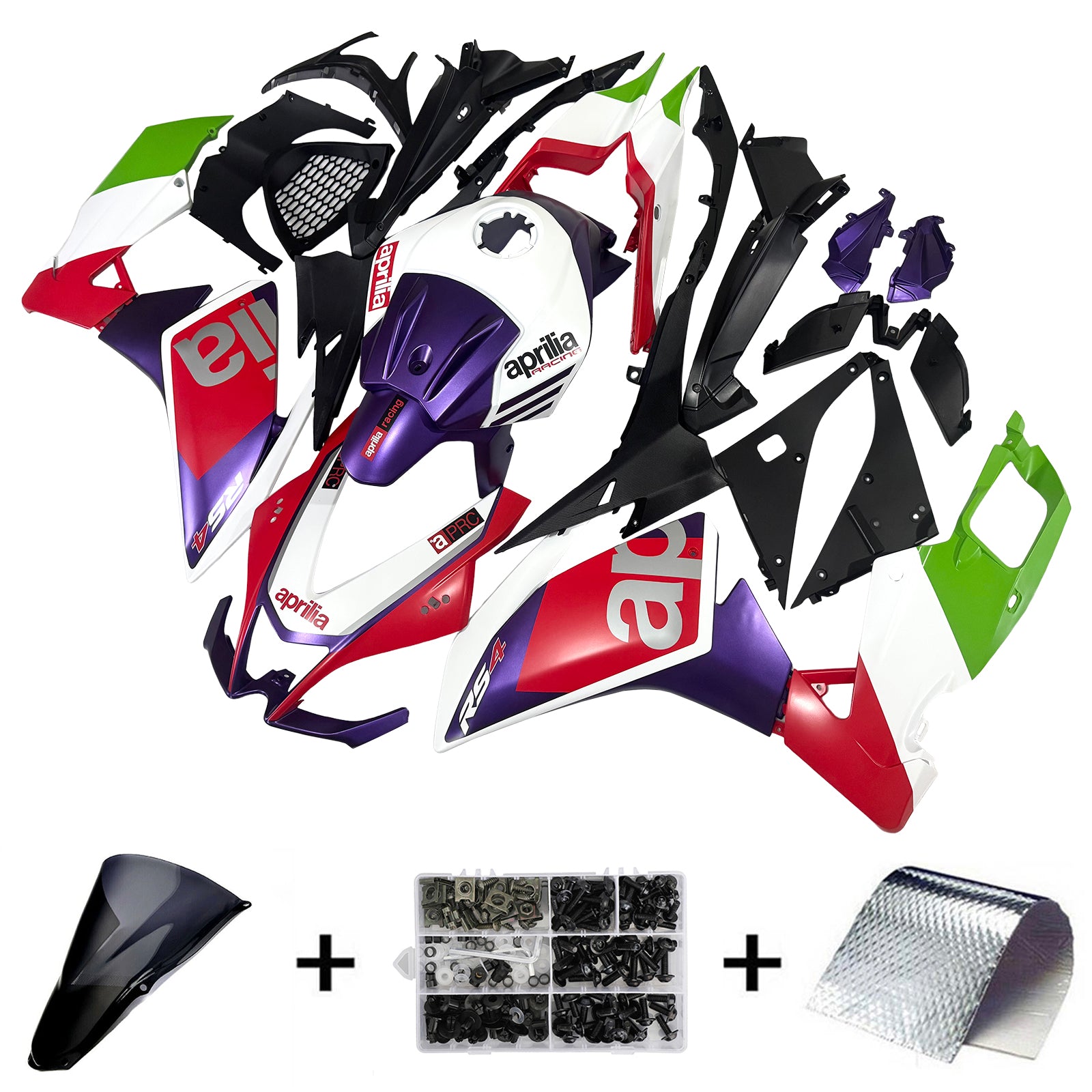AMOTOPART 2012-2016 APRILIA RS4 / 125/50 PURPLE VIT RÖD FAIRING KIT