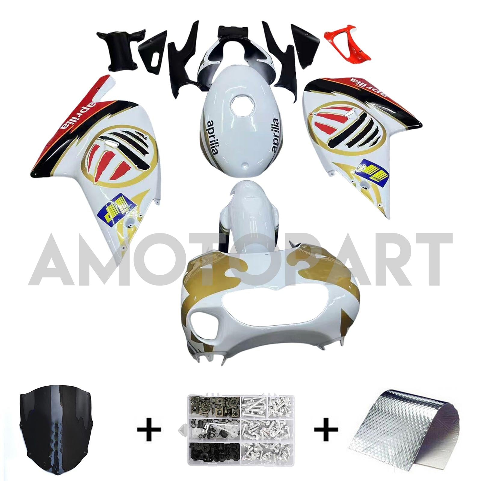 Amotopart 2000-2005 Aprilia RS125 White&Gold Fairing Kit