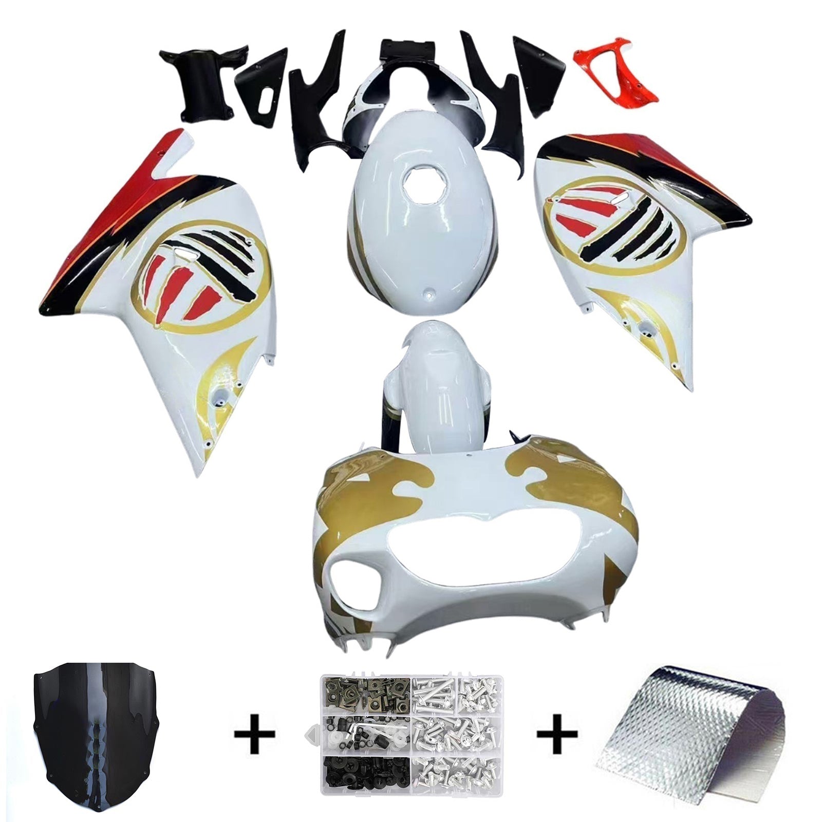 Amotopart 2000-2005 Aprilia RS125 White & Gold Fairing Kit