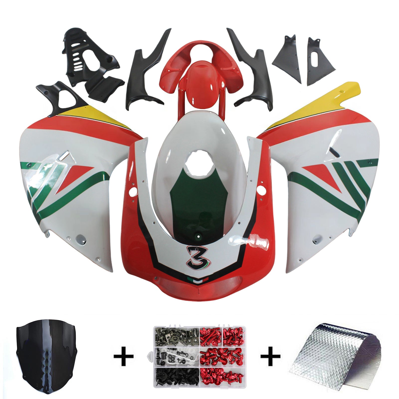 Amotopart 2000-2005 Aprilia RS125 Green&Red Fairing Kit