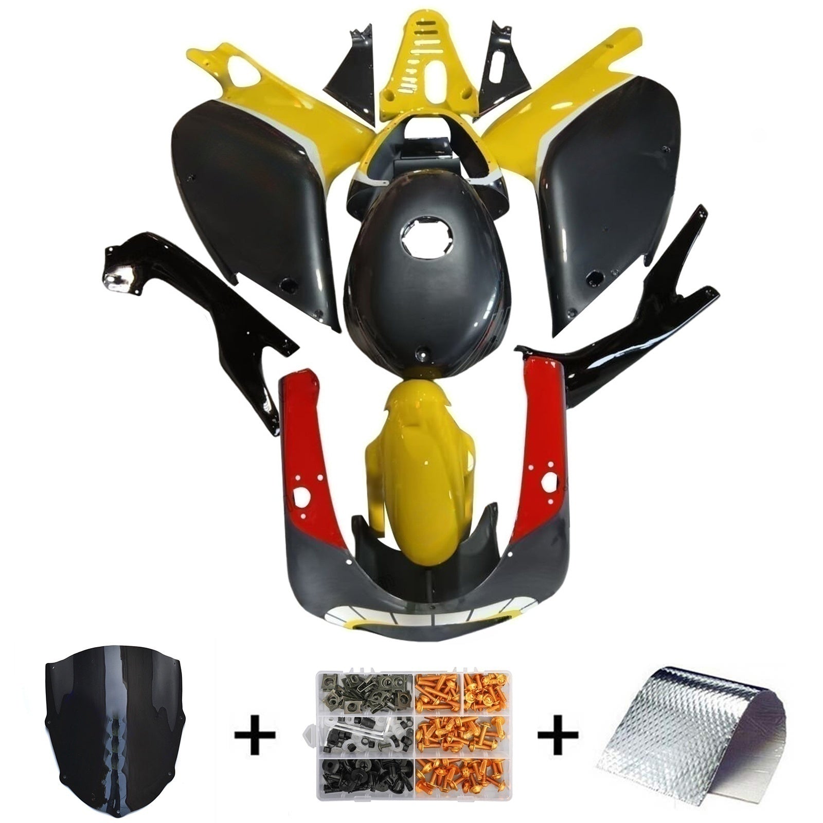 Amotopart Aprilia RS125 Jaune 2000-2005&Kit de carénage rouge