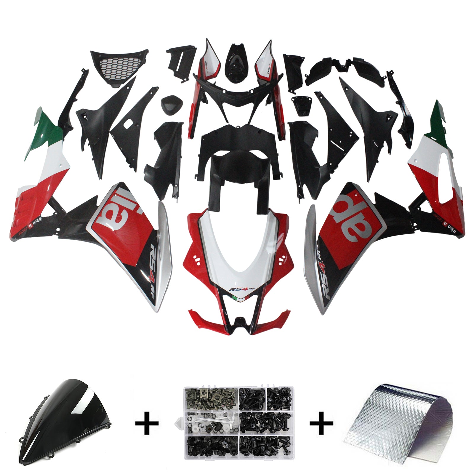 Amotopart Aprilia 2016-2020 RSV4 1000 Kit de carenado rojo y verde Style 5
