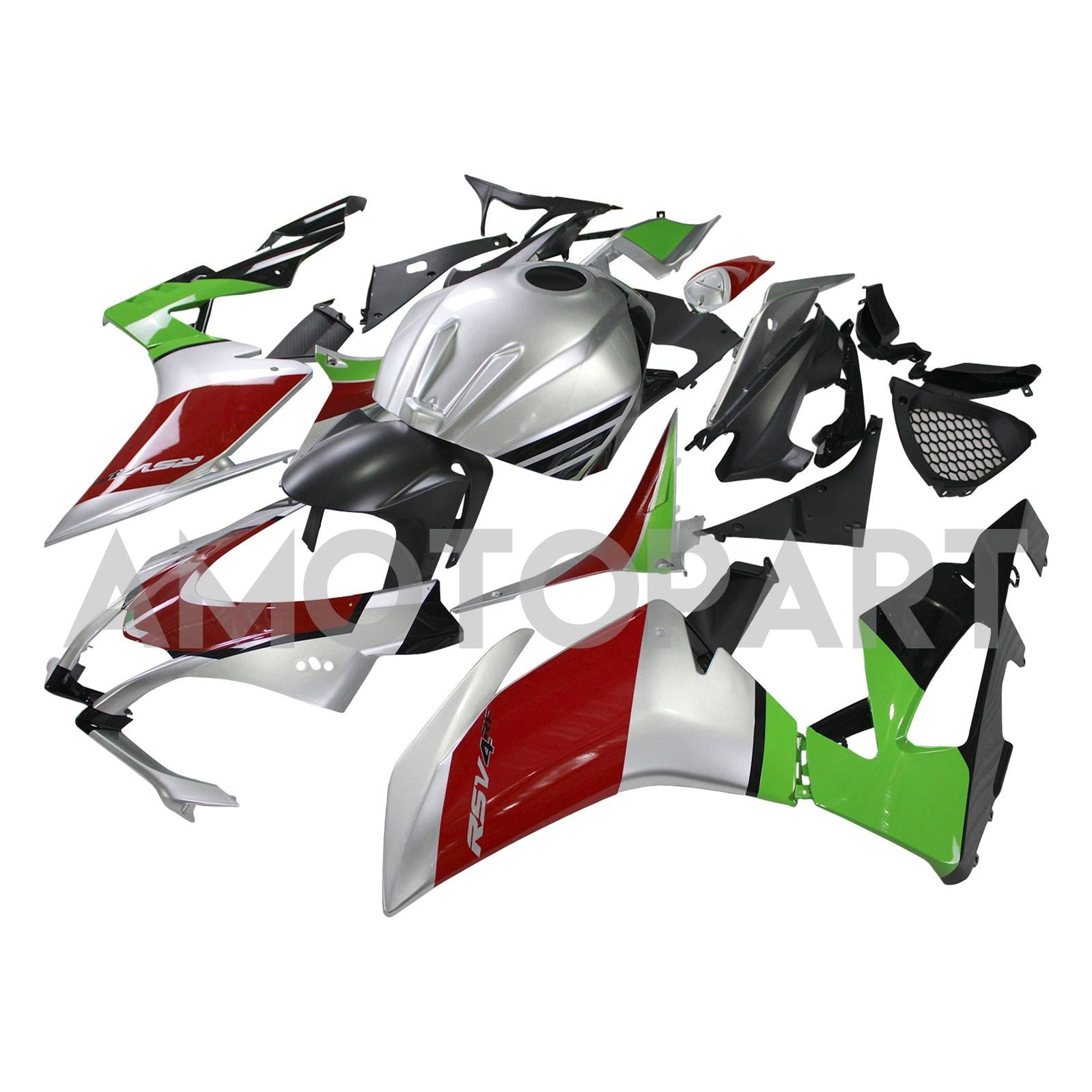 Kit de carenado Amotopart Aprilia 2016-2020 RSV4 1000 rojo y verde Style9