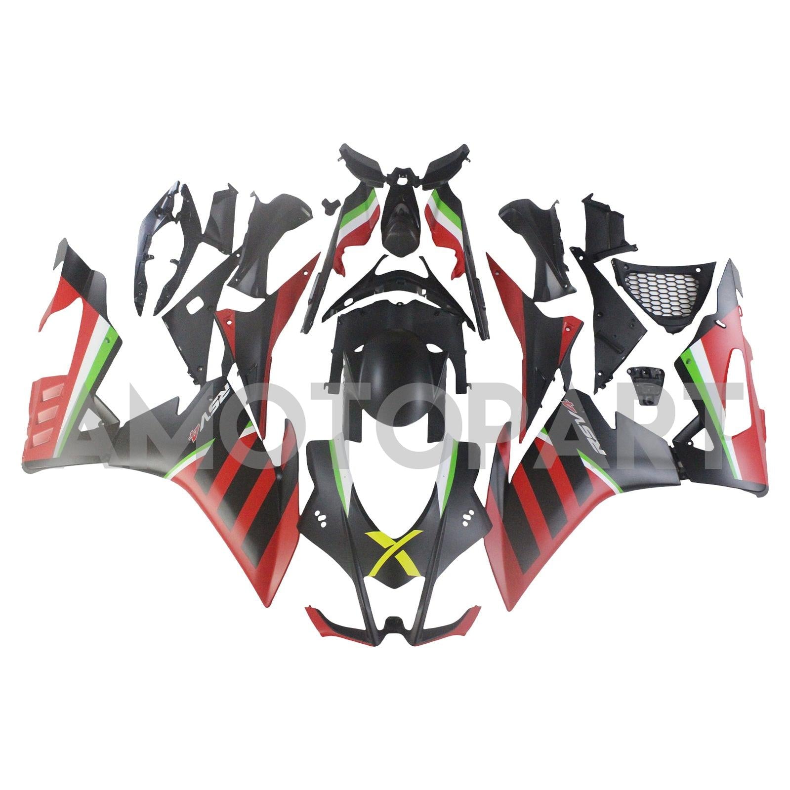 Amotopart Aprilia 2016-2020 RSV4 1000 Red & Green Style 8 Fairing Kit