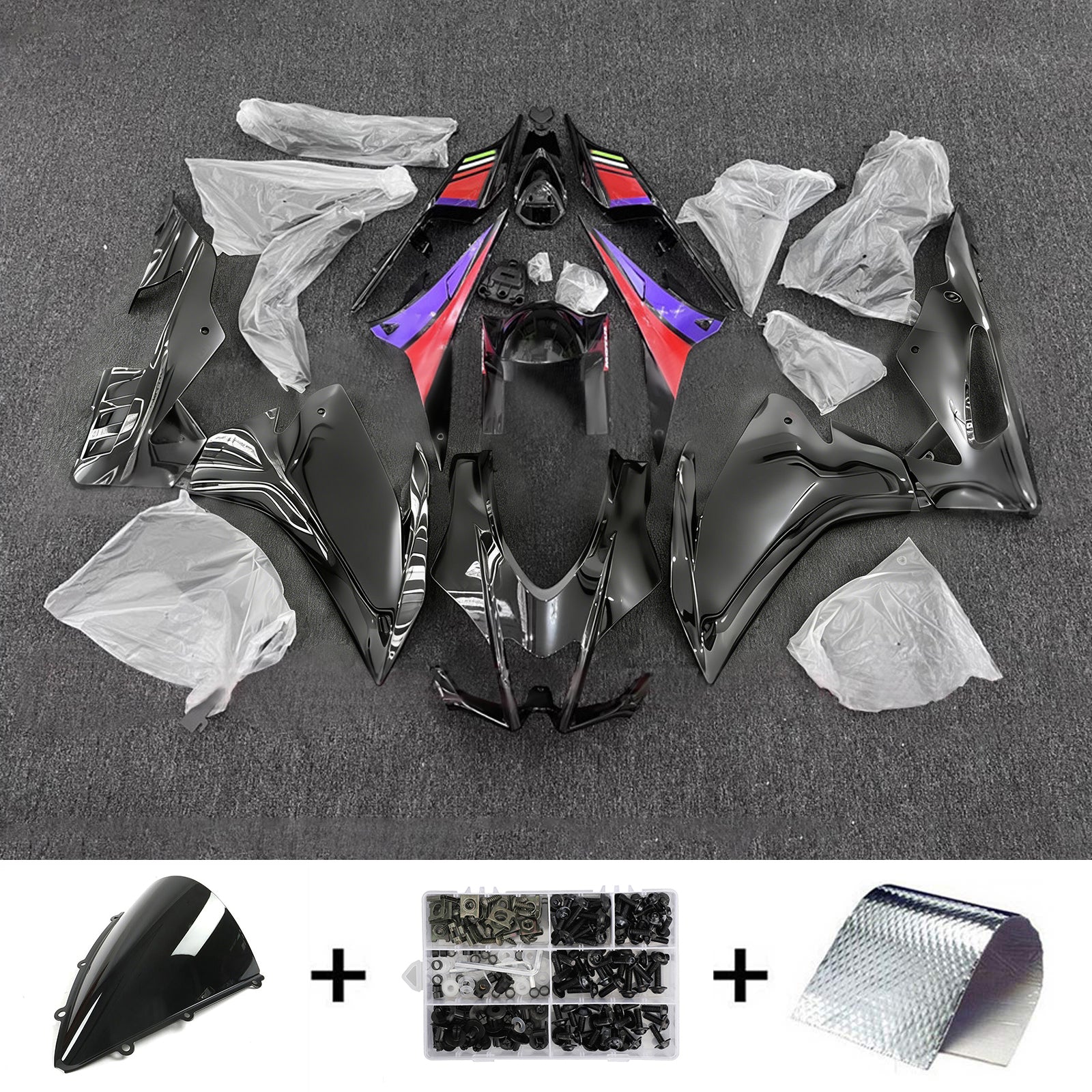 Amotopart 2016-2020 Aprilia RSV4 1000 Czarny różowy fioletowy zestaw owiewki