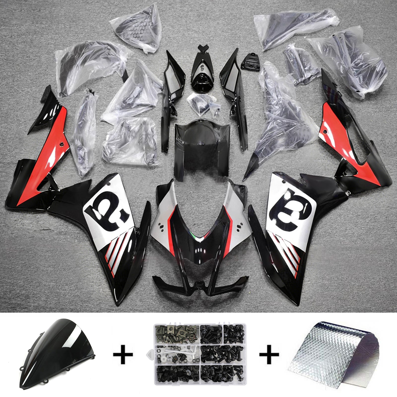 Amotopart 2016-2020 Aprilia RSV4 1000 Czarno-Biały Czerwony Zestaw owiewki