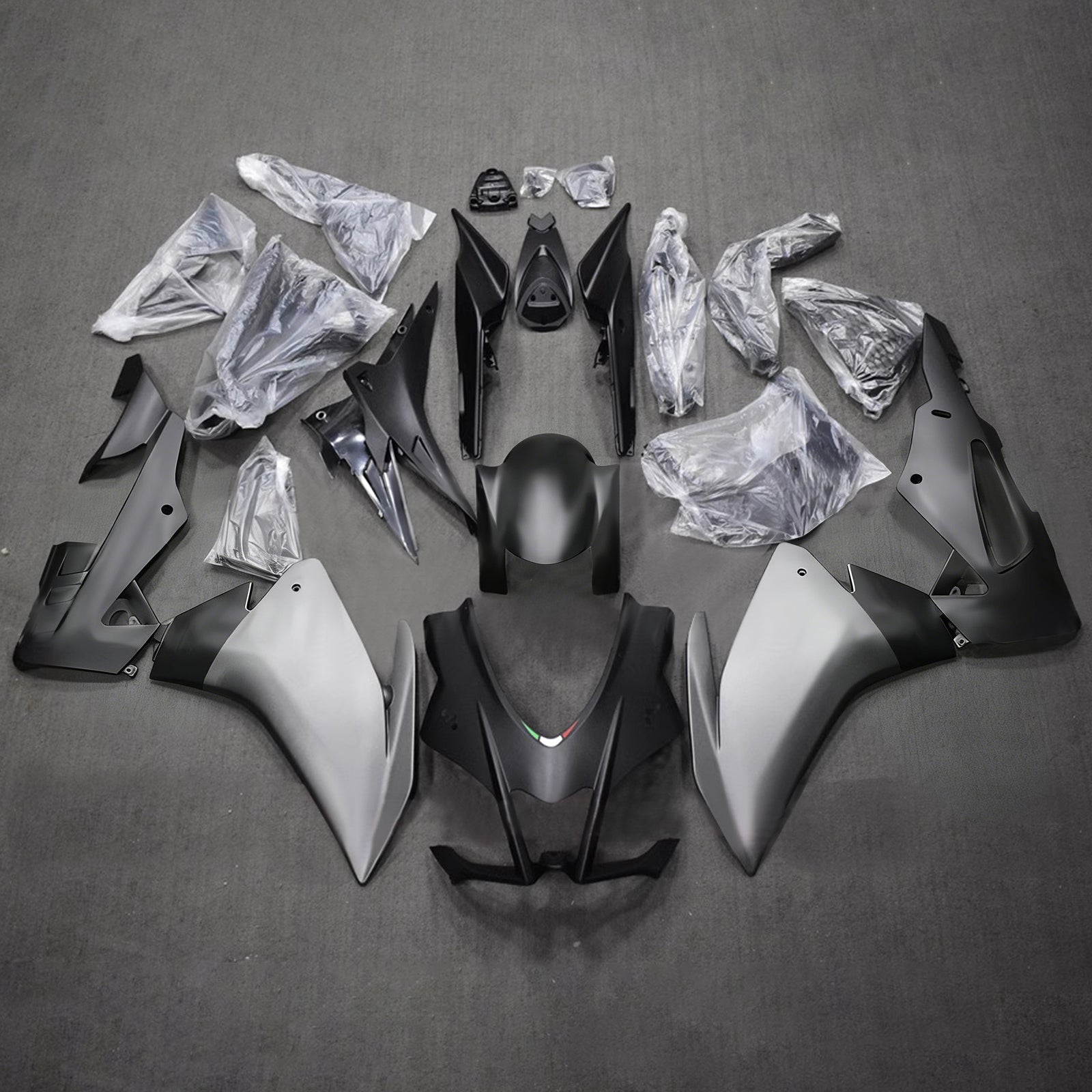 Amotopart 2016-2020 Aprilia RSV4 1000 Gray Black Fairing Zestaw