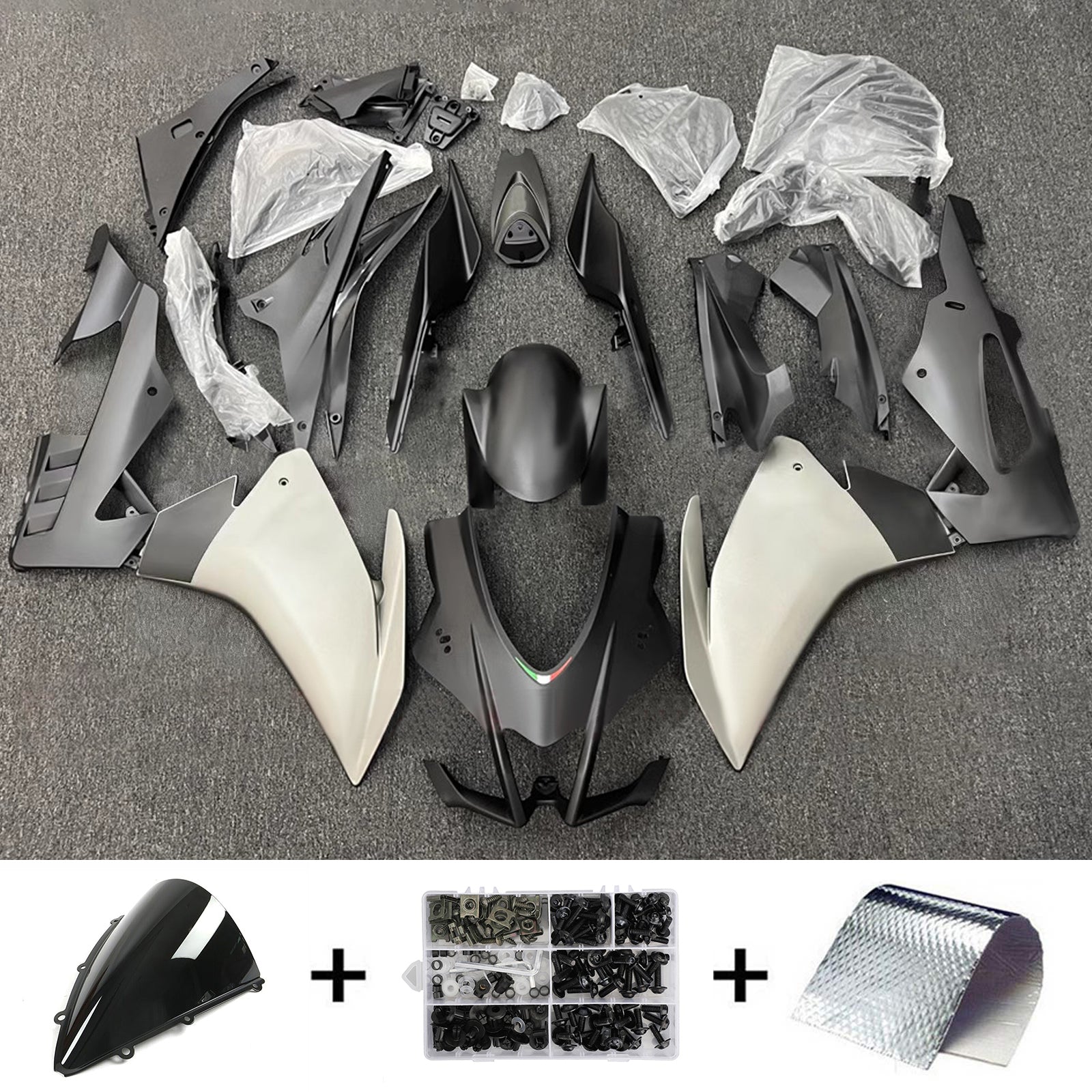 Amotopart 2016-2020 Aprilia RSV4 1000 Black Grey Fairing Kit