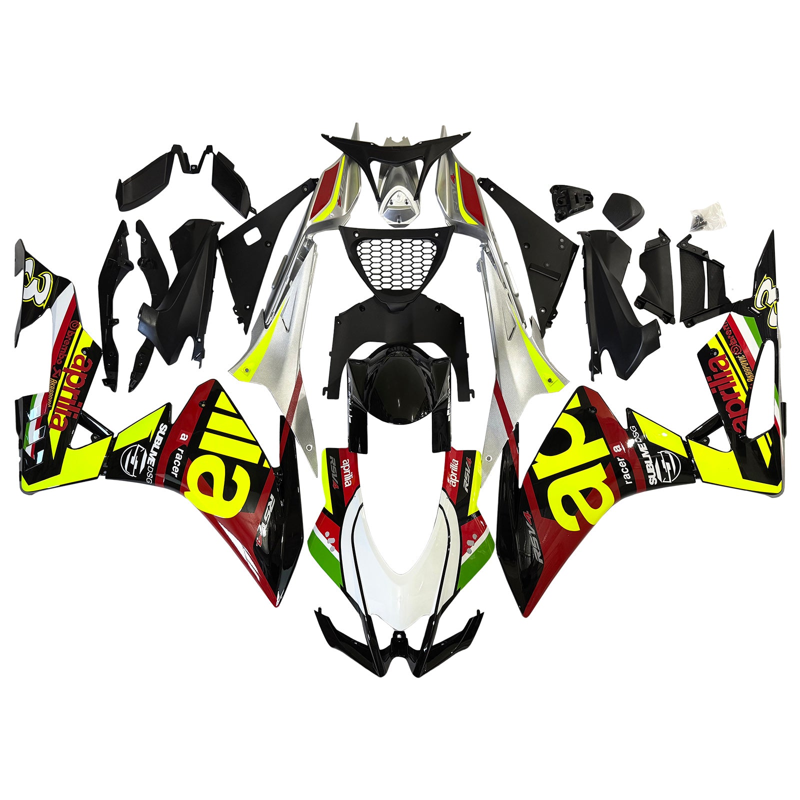 Amotopart 2016-2020 Aprilia RSV4 1000 Yellow Black Red Fairing Kit
