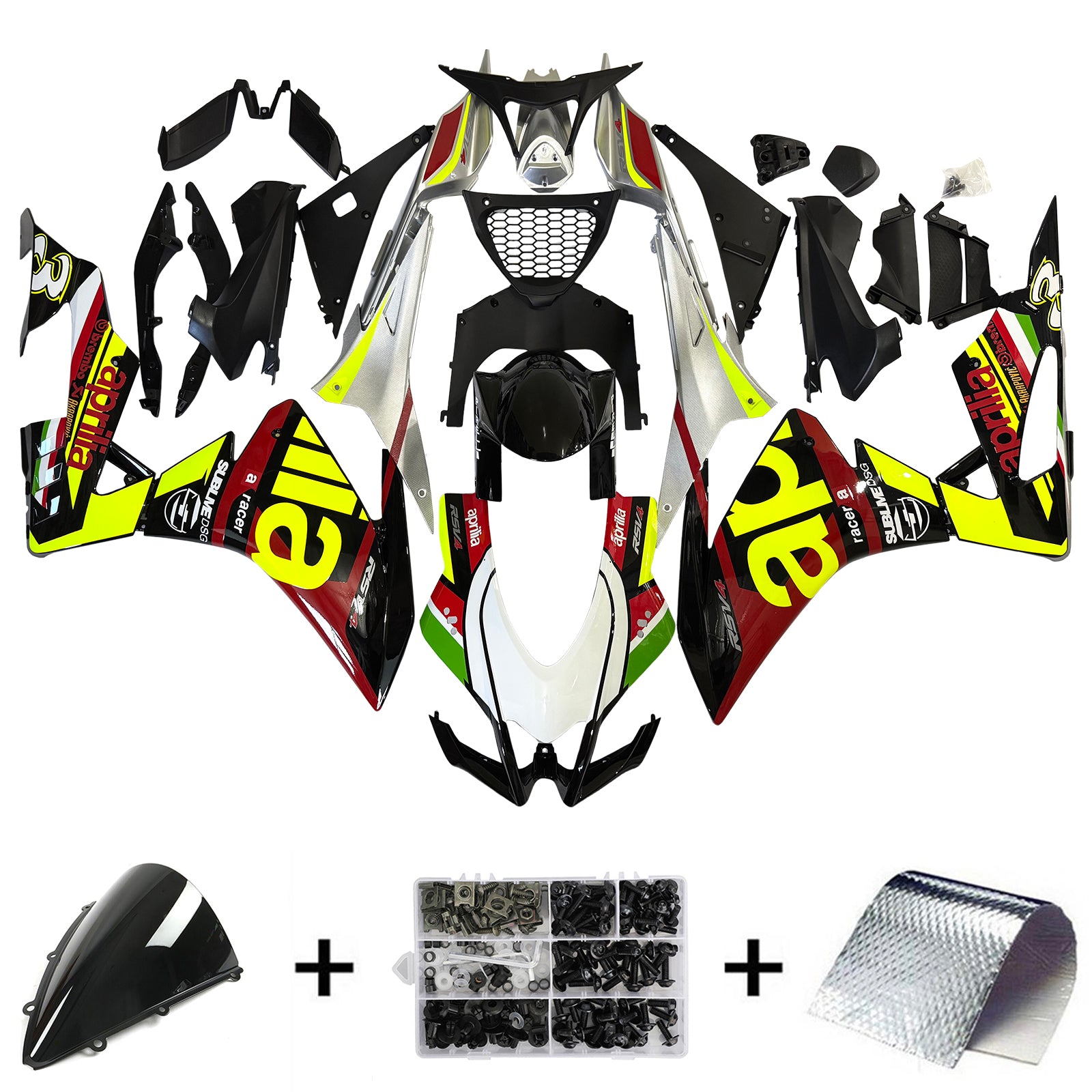 Amotopart 2016-2020 Aprilia RSV4 1000 kit de carénage rouge noir jaune