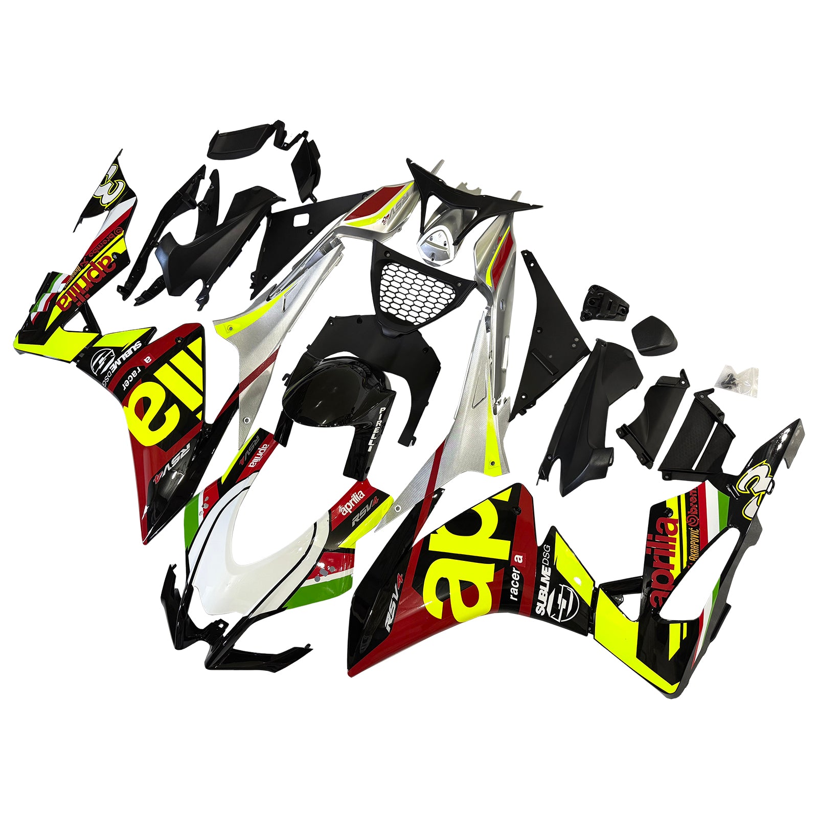 Amotopart 2016-2020 Aprilia RSV4 1000 Yellow Black Red Fairing Kit