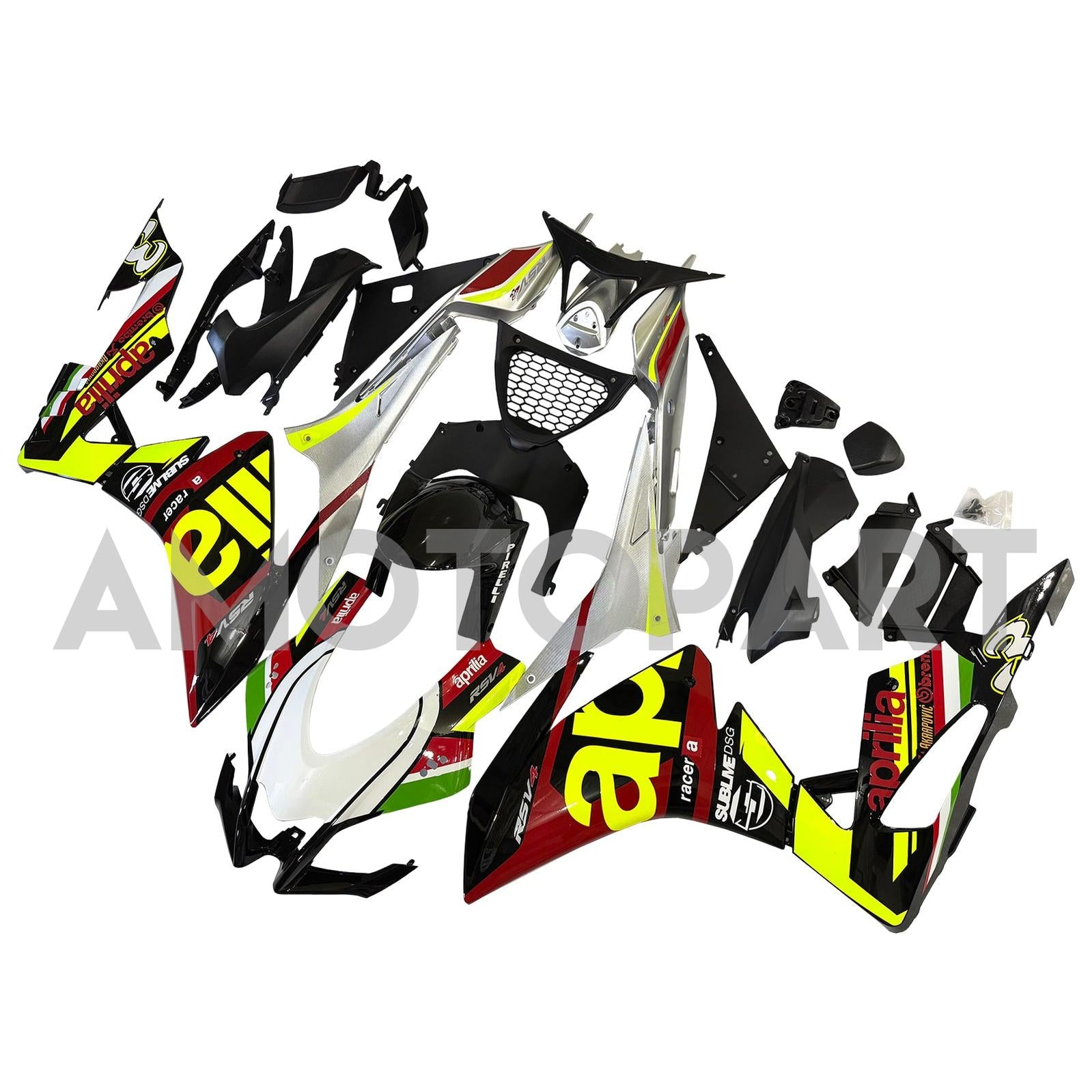 Amotopart 2016-2020 Aprilia RSV4 1000 Yellow Black Red Fairing Kit