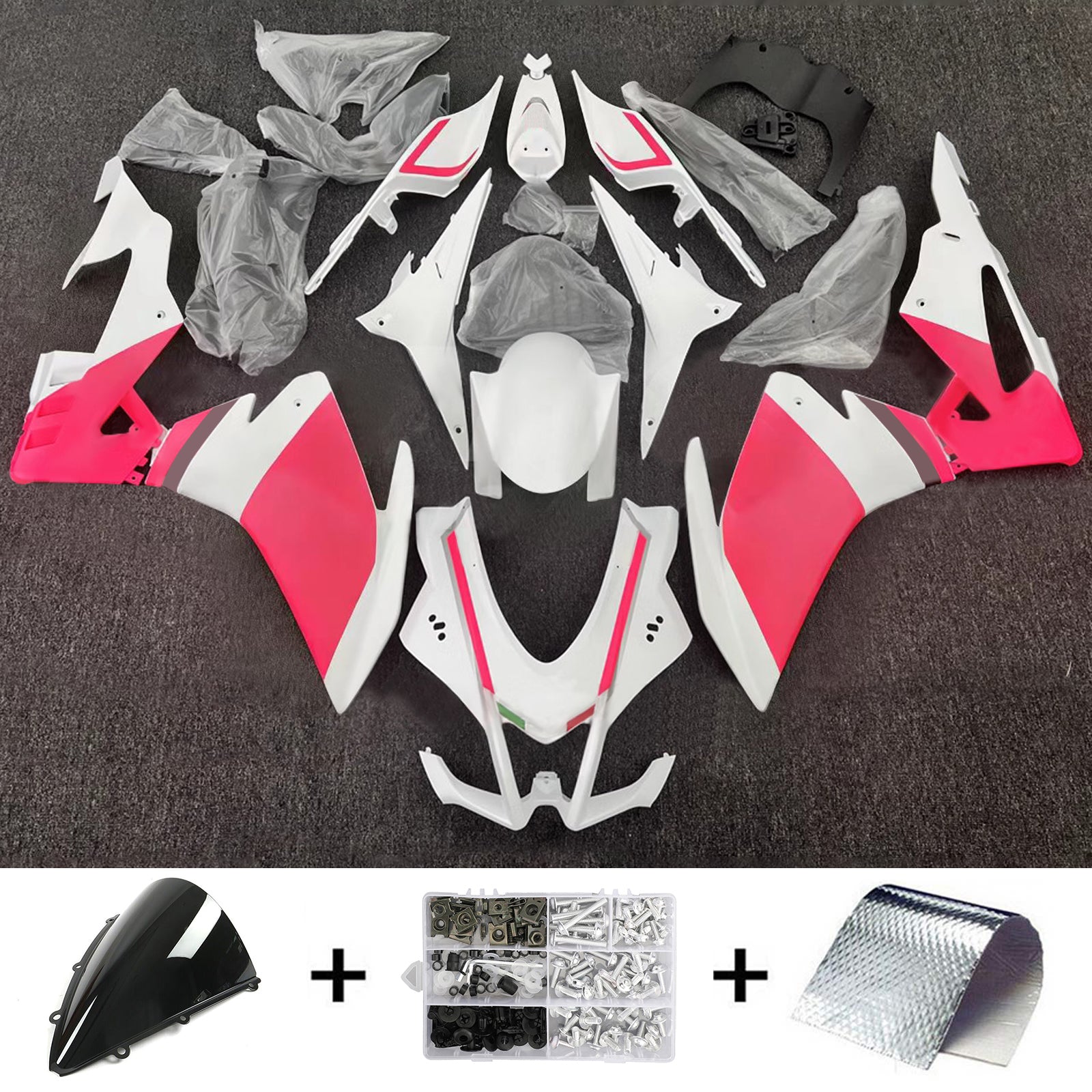 Amotopart 2016-2020 Aprilia RSV4 1000 White Pink Fairing Kit