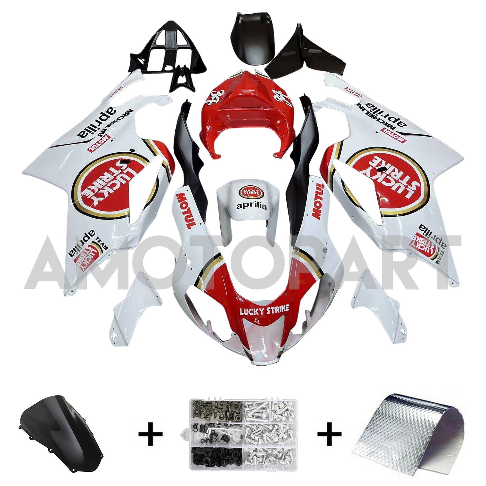Amotopart 2003-2006 Aprilias RSV1000 Red&White Lucky Strike Fairing Kit