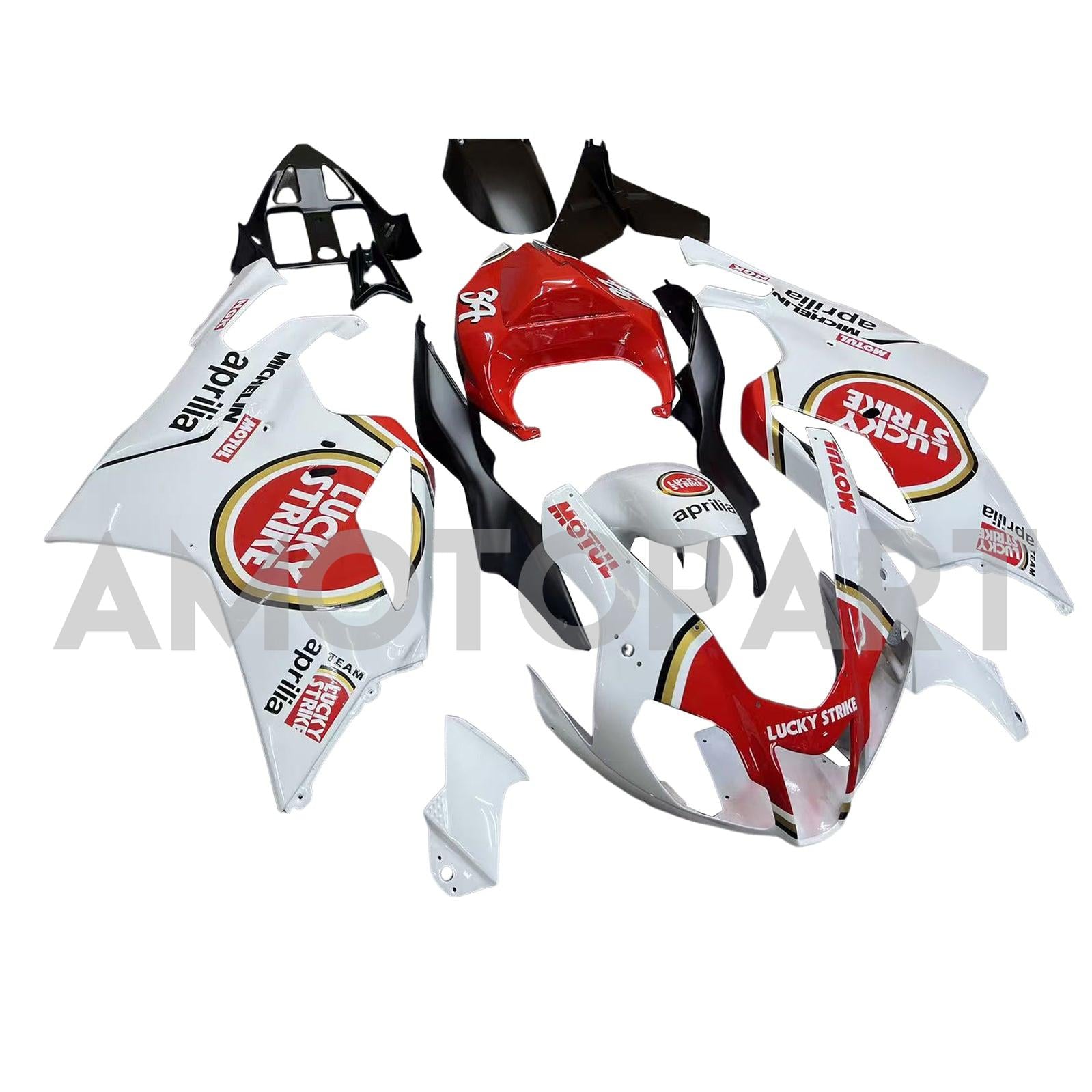 Amotopart 2003-2006 アプリリア RSV1000 レッド&ホワイト ラッキーストライク フェアリングキット