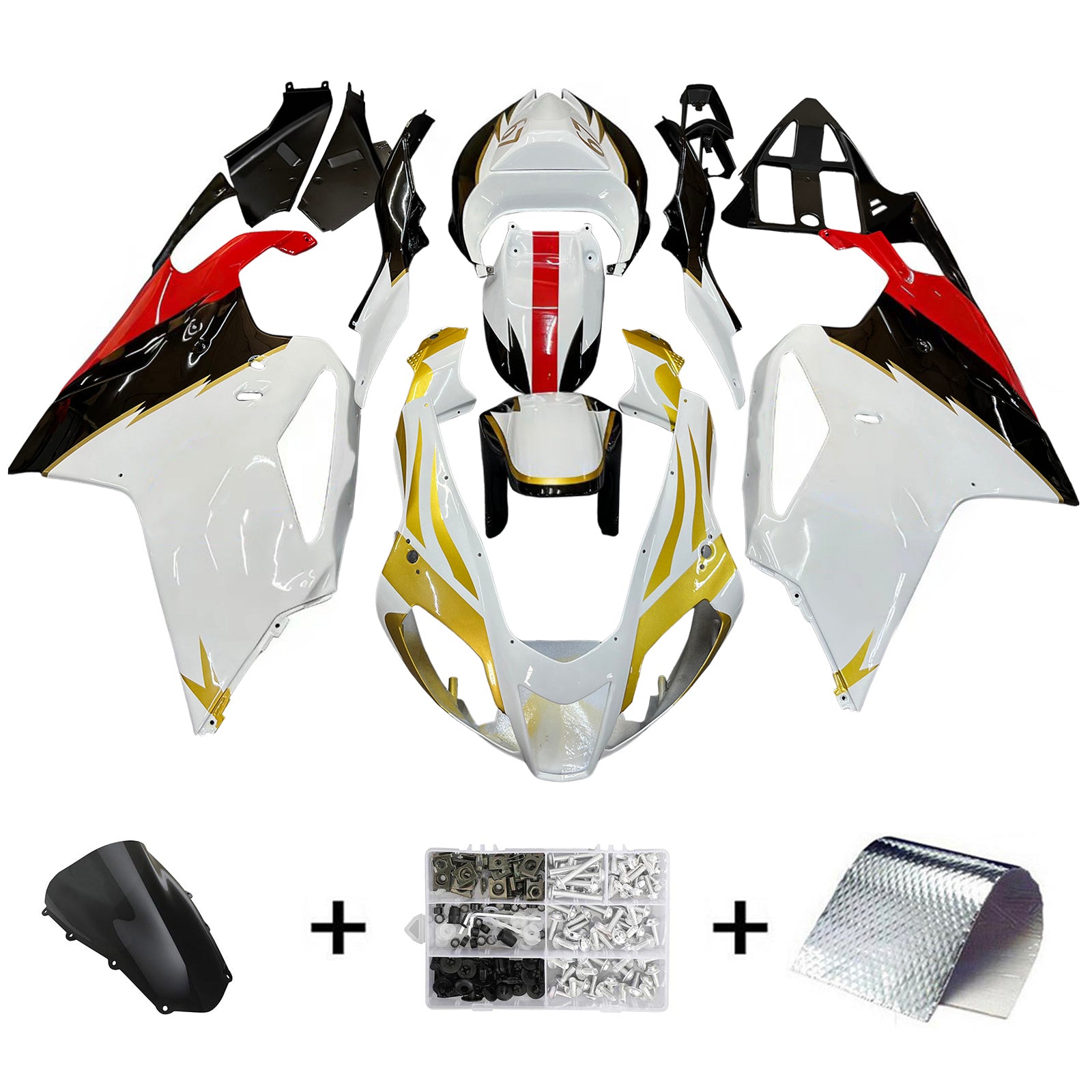Amotopart 2003-2006 Aprilias RSV1000 White&Gold Fairing Kit