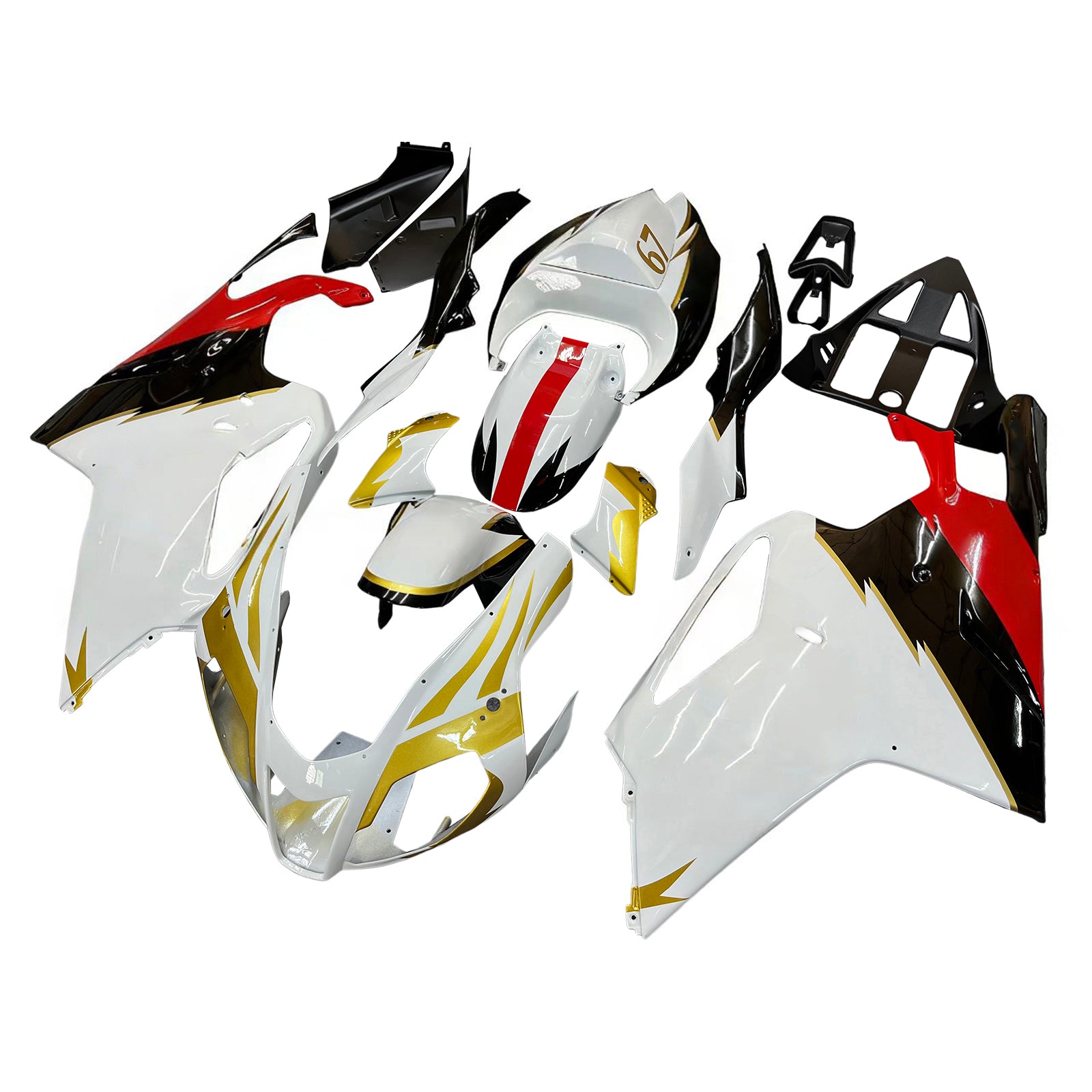Amotopart 2003-2006 Aprilias RSV1000 White & Gold Fairing Kit