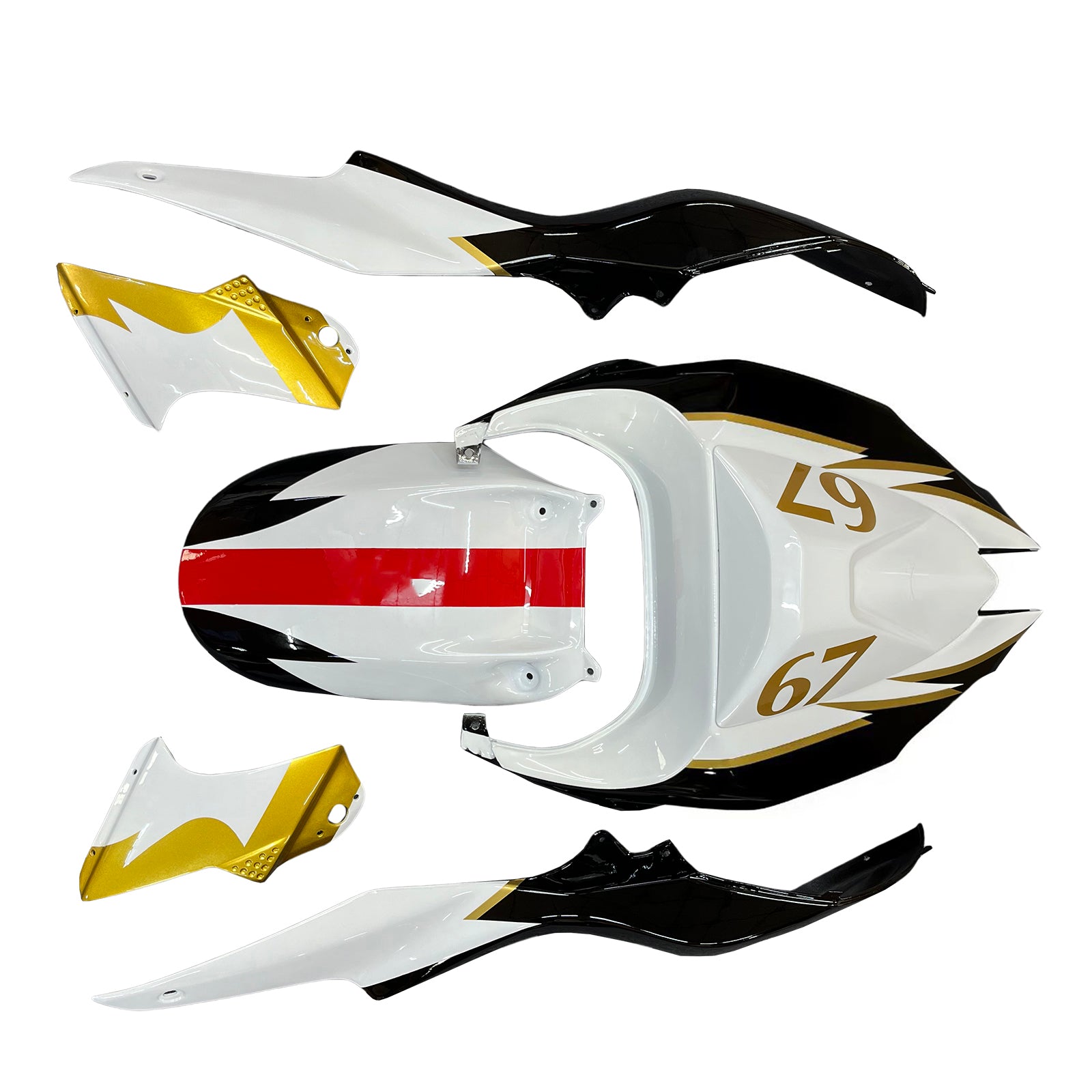 Amotopart 2003-2006 Aprilias RSV1000 White & Gold Fairing Kit