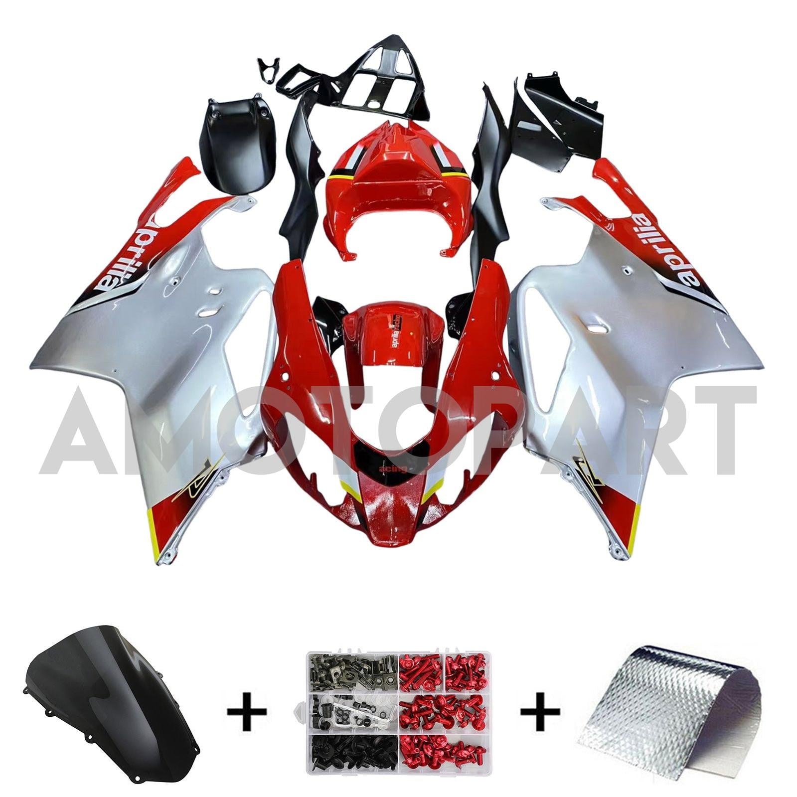 Amotopart 2003-2006 Aprilia RSV1000 Red&Grey Fairing Kit