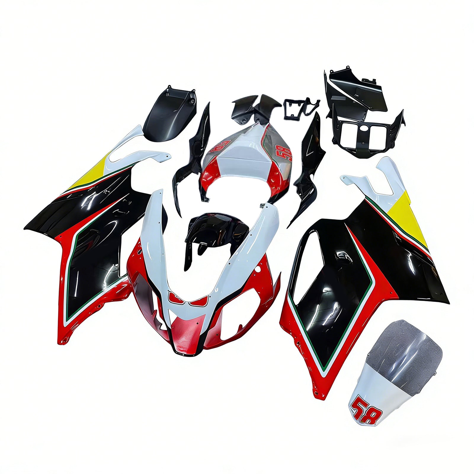 Amotopart 2003-2006 Aprilia RSV1000 Rot&Schwarzes Style2 Verkleidungsset